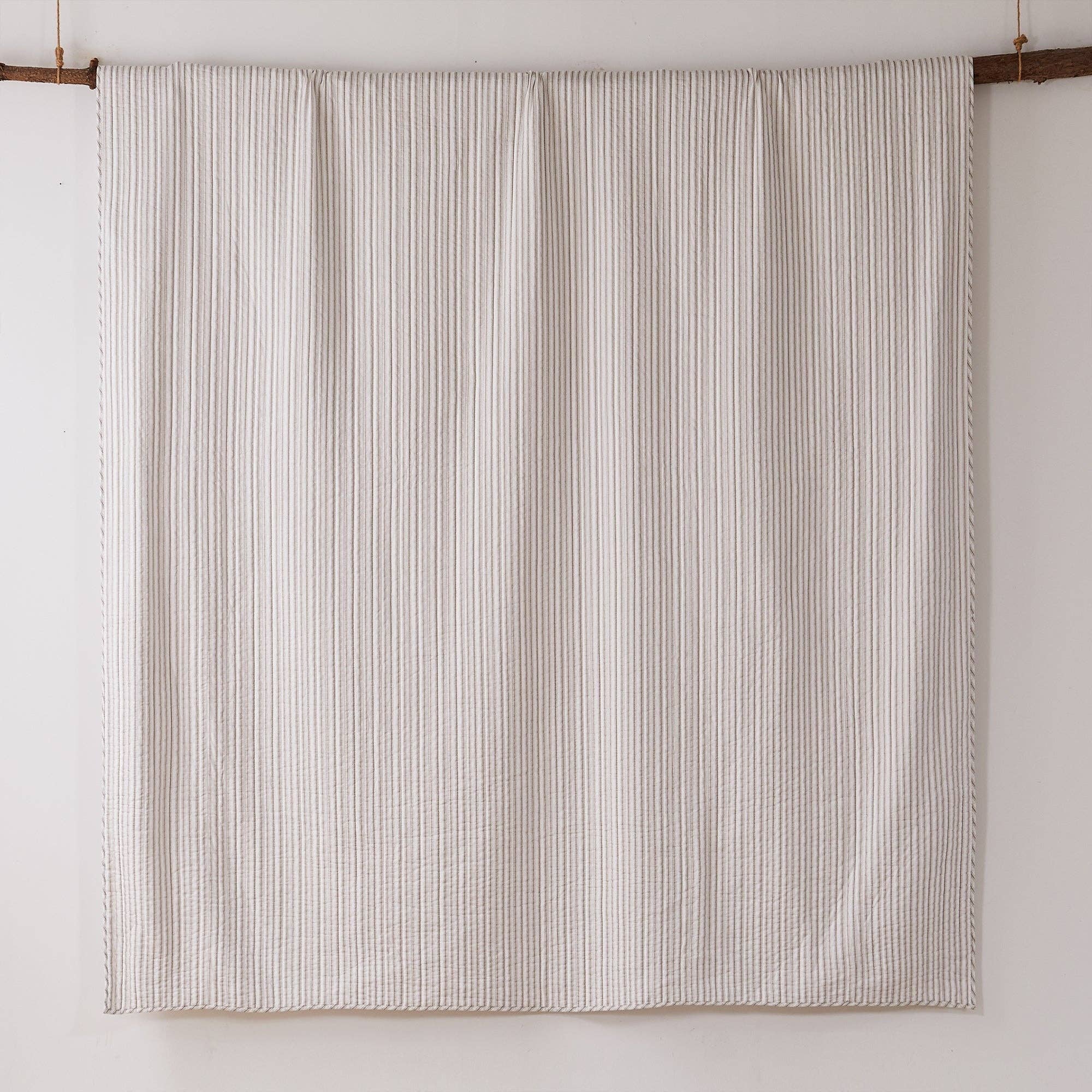 Tobago Stripe Taupe Quilt Set