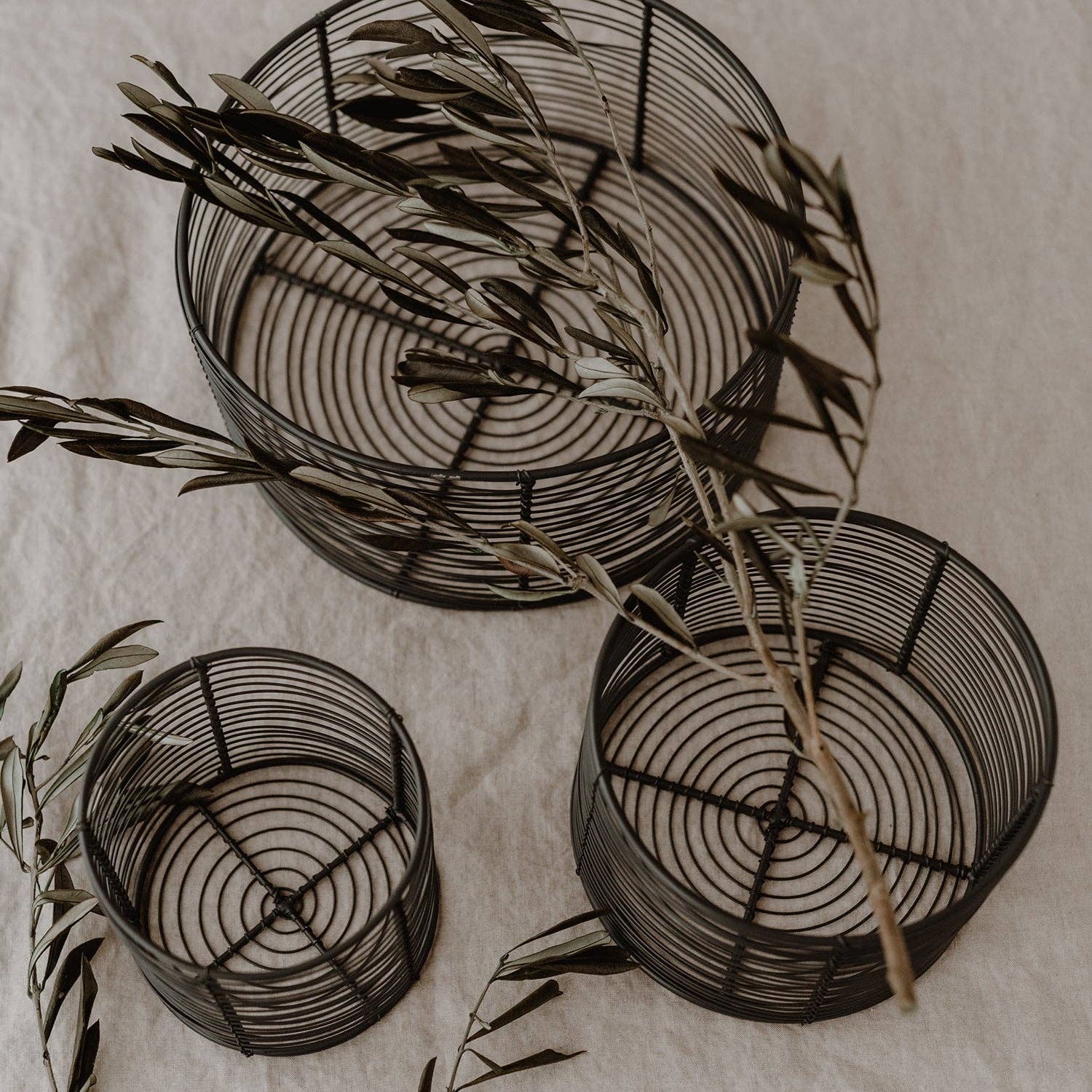 Set of 3 Wire Basket round