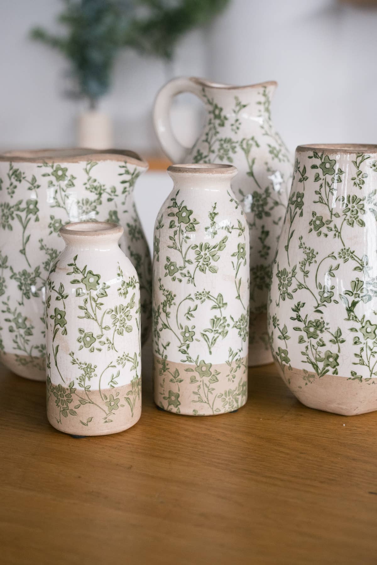Cottage Bloom Tall Green Floral Bud Vase
