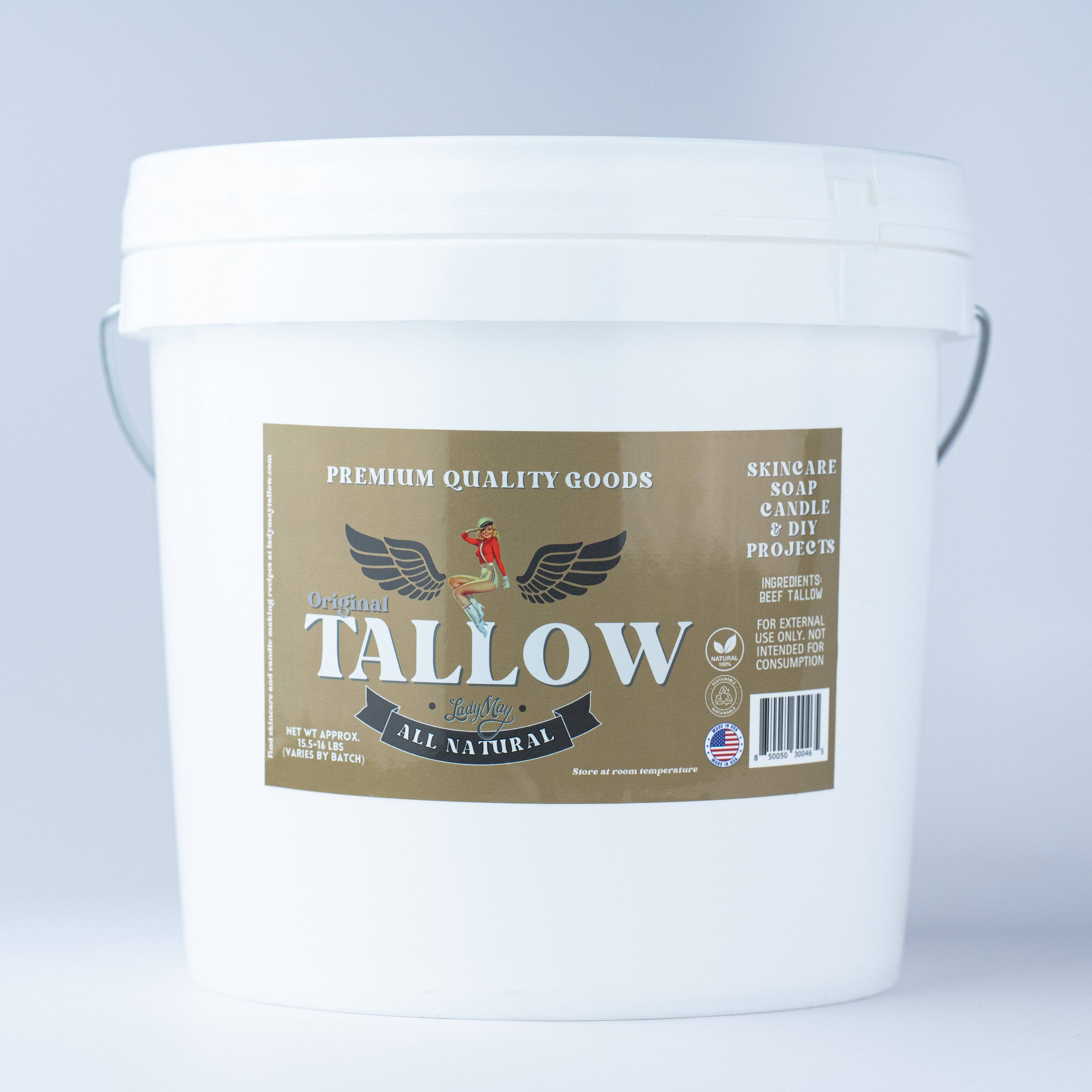 Bulk Beef Tallow 16 Pounds | 100% Grass-Fed Unscented Tallow for Skincare, Soap Making & Candles