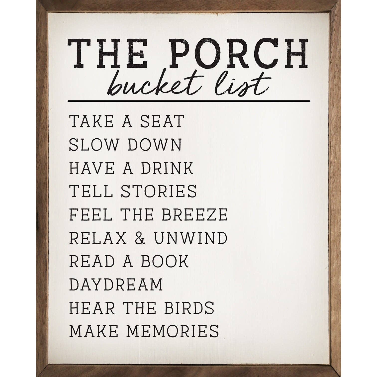 The Porch Bucket List White