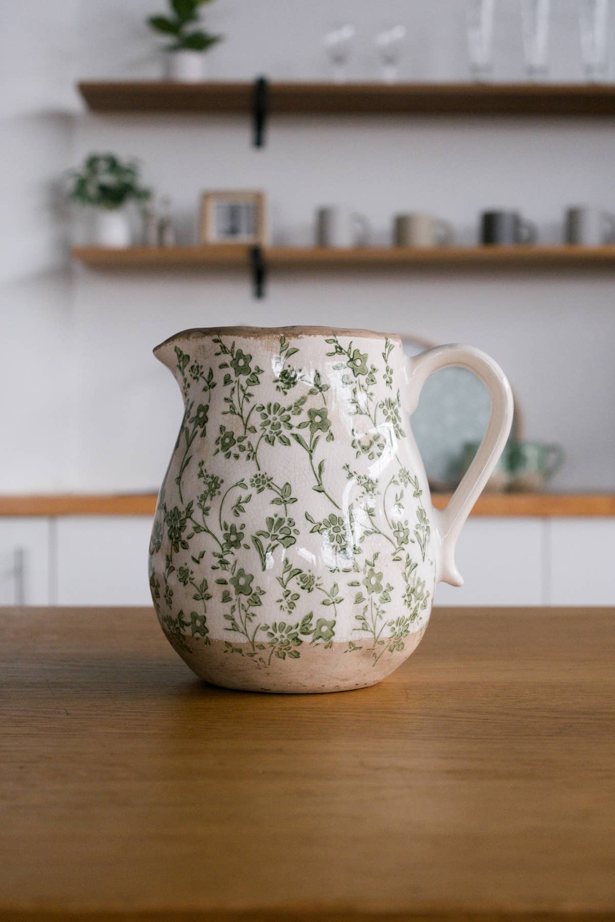 Cottage Bloom Green Floral Pitcher