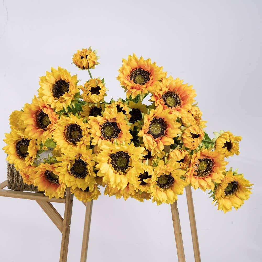 26" Tall Silk Sunflower Single Spray,