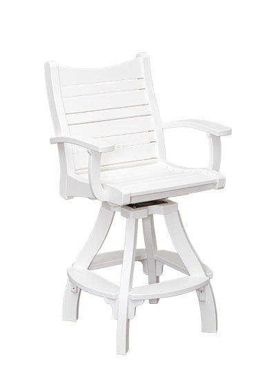 Bayshore outdoor pub swivel chair in white