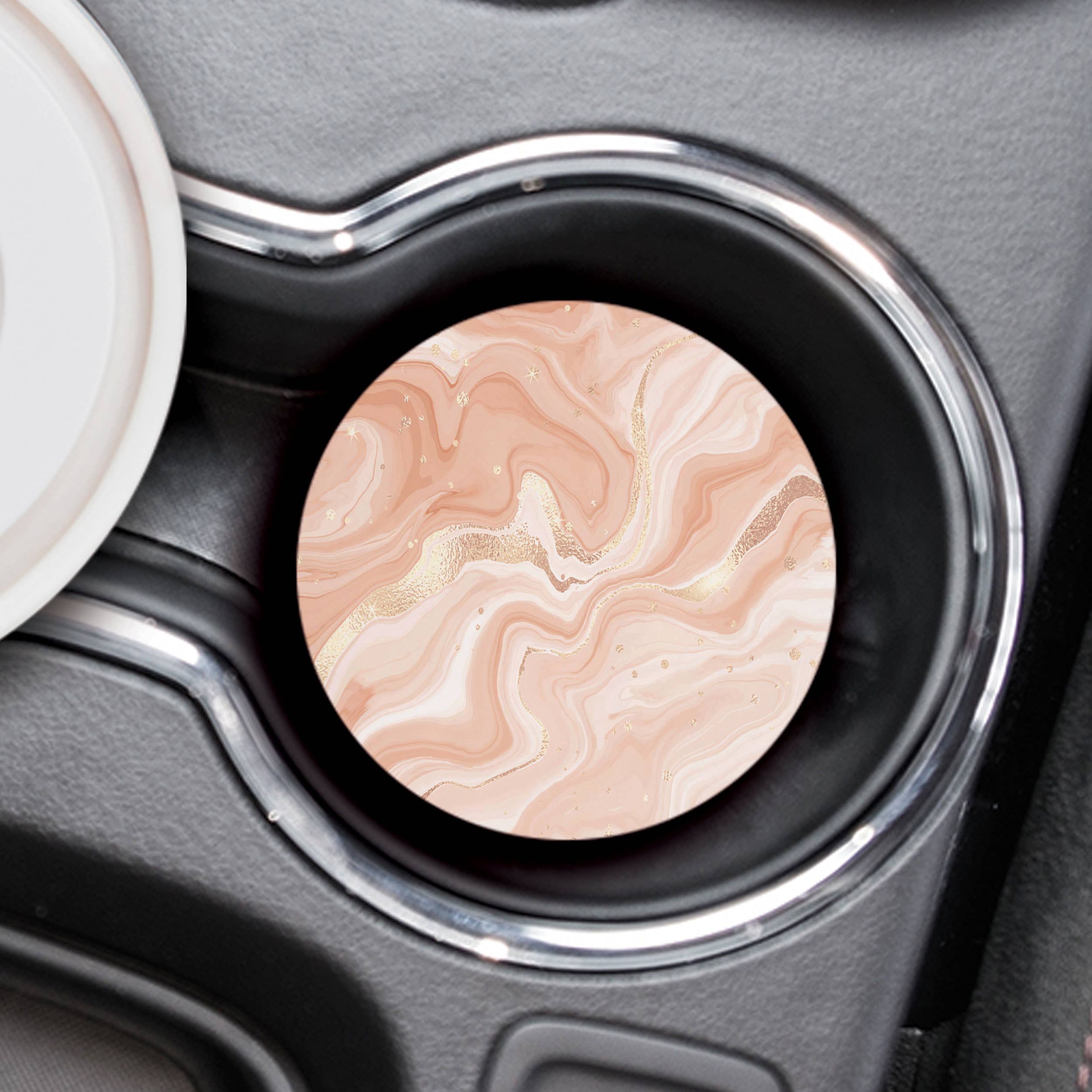 Pink Marble Pattern Car Coaster