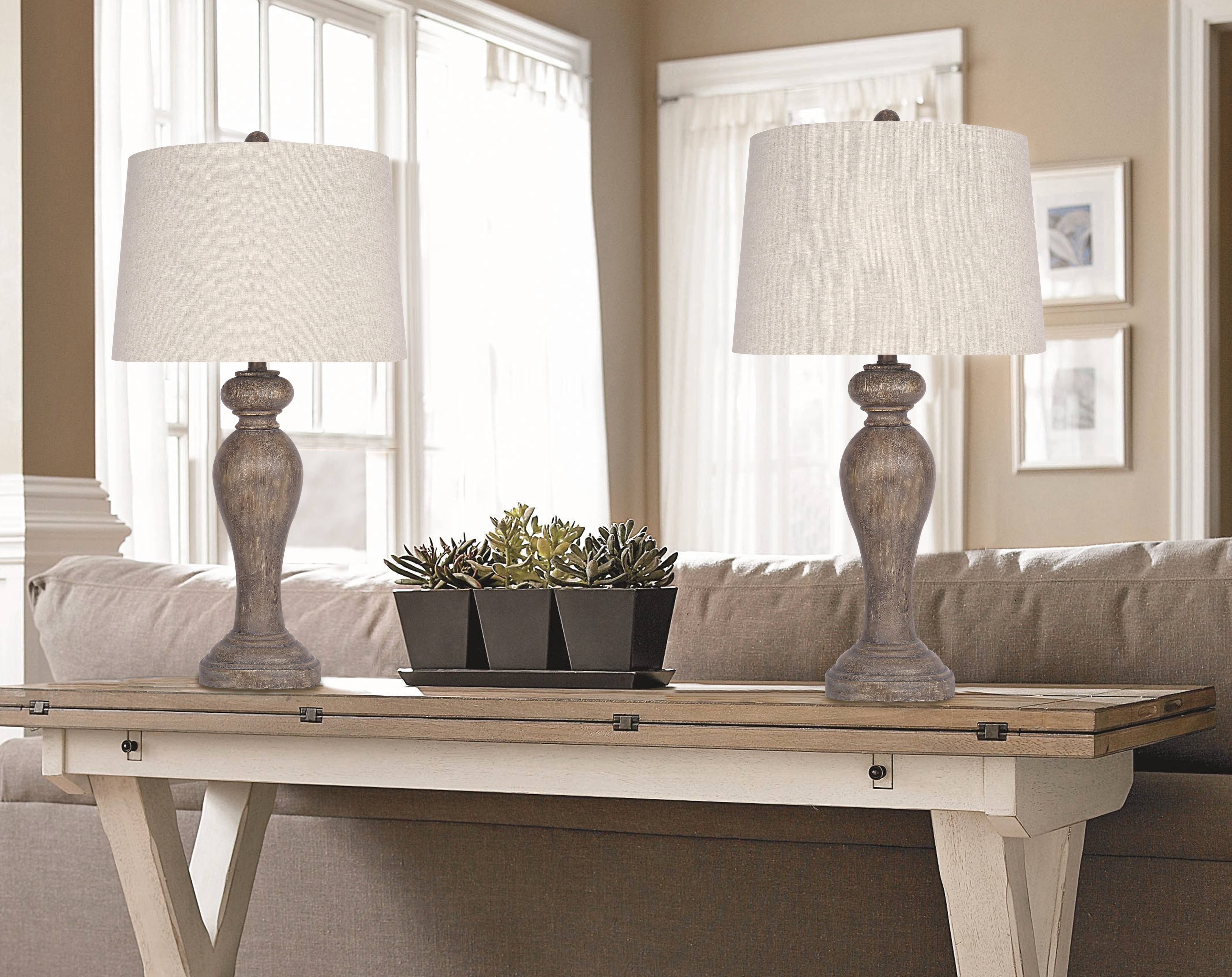 32" Polyresin Table Lamps with Opal Grey Finish (Set of 2)