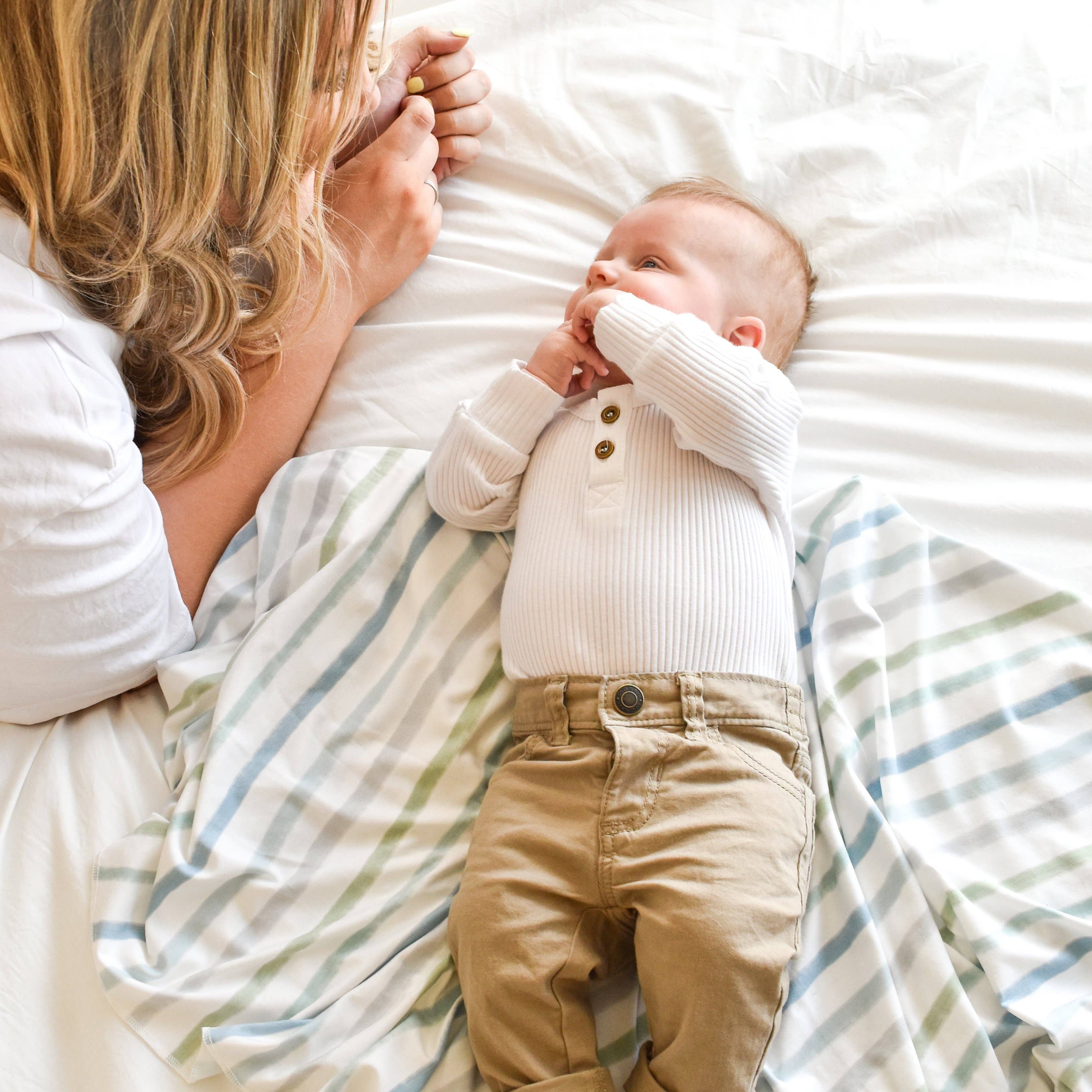 Extra Soft Stretchy Knit Swaddle Blanket: Dapper Stripes