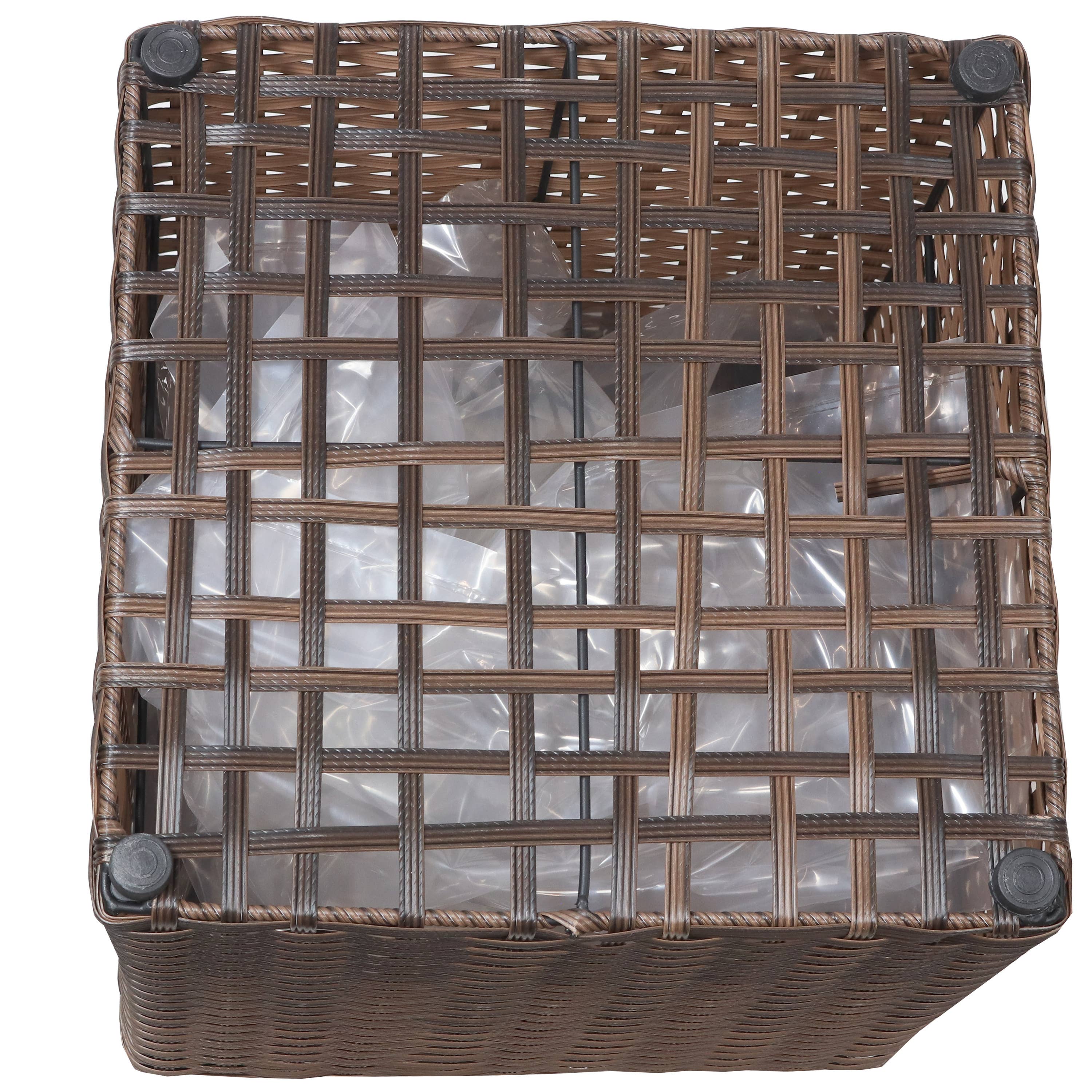 Square Polyrattan Indoor Planters - 1 Large/1 Small - Brown