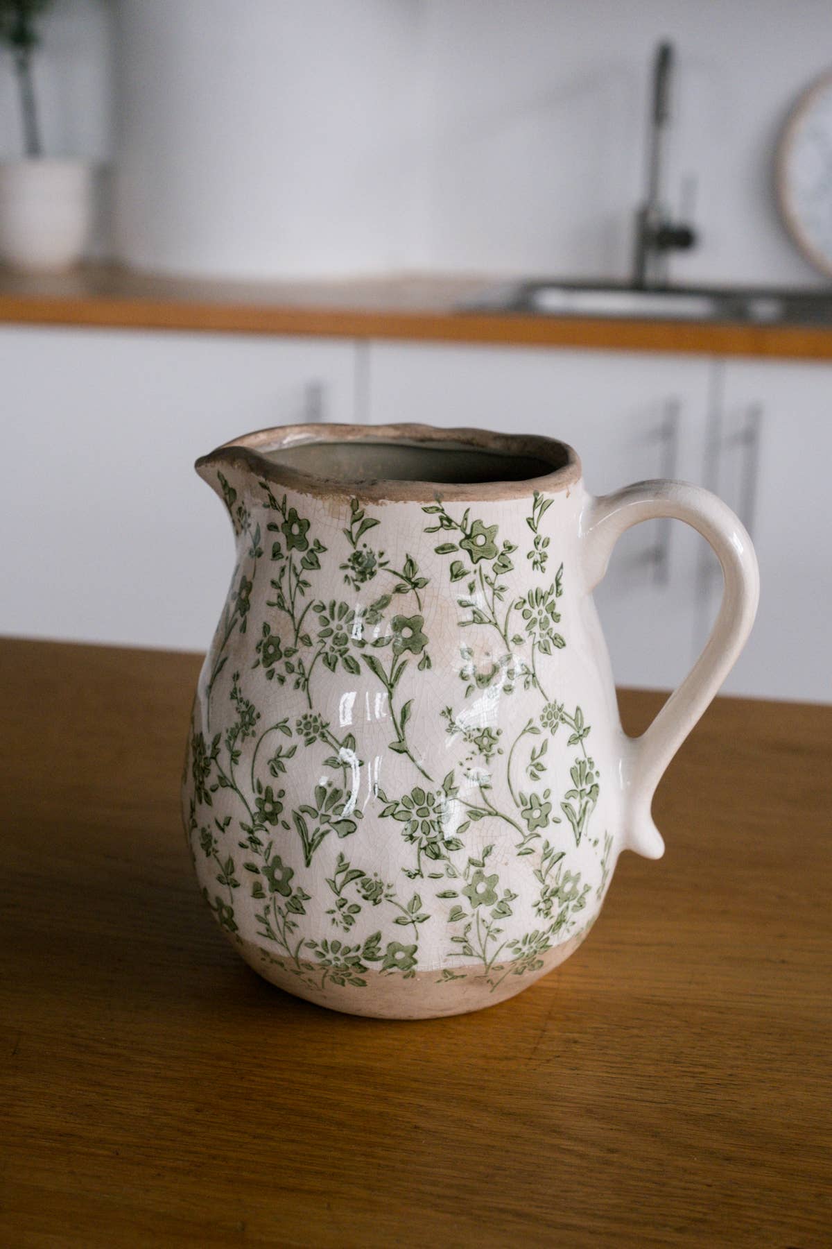 Cottage Bloom Green Floral Pitcher