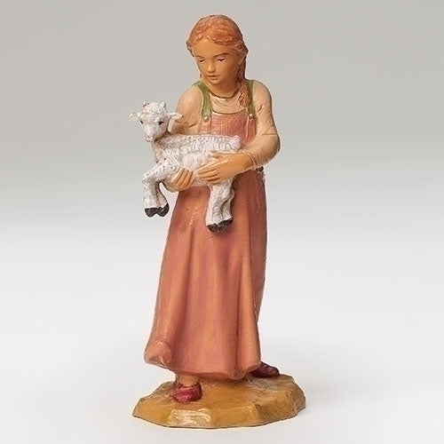 7.5" SCALE SARAH, YOUNG GIRL W/BABY GOAT