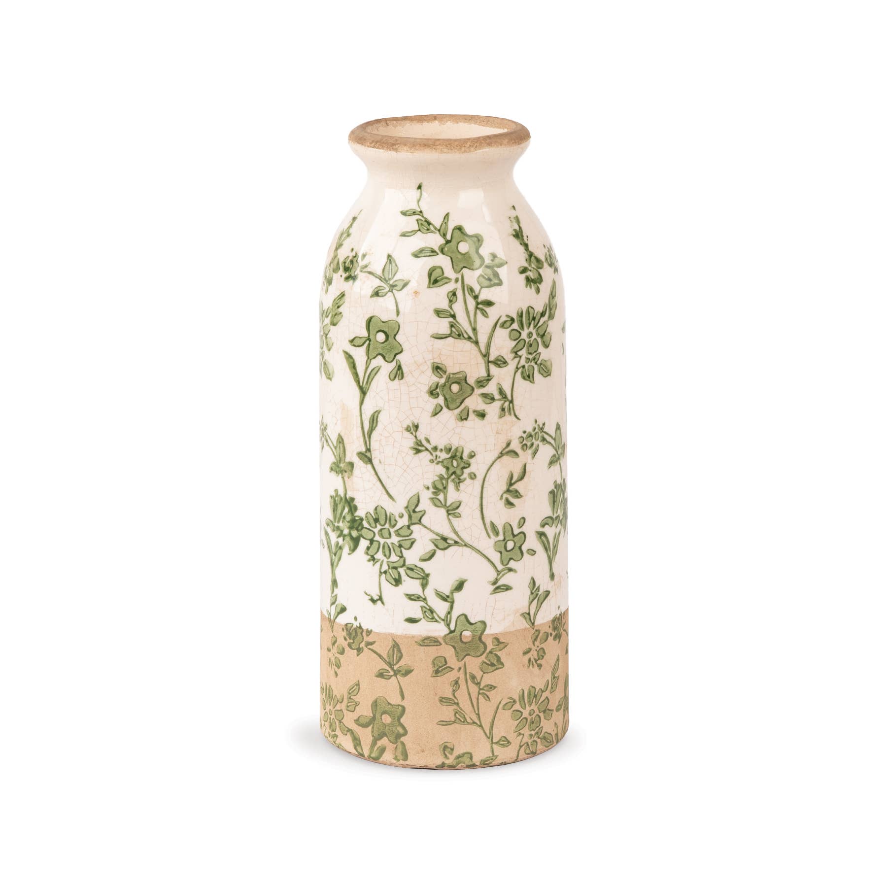 Cottage Bloom Tall Green Floral Bud Vase