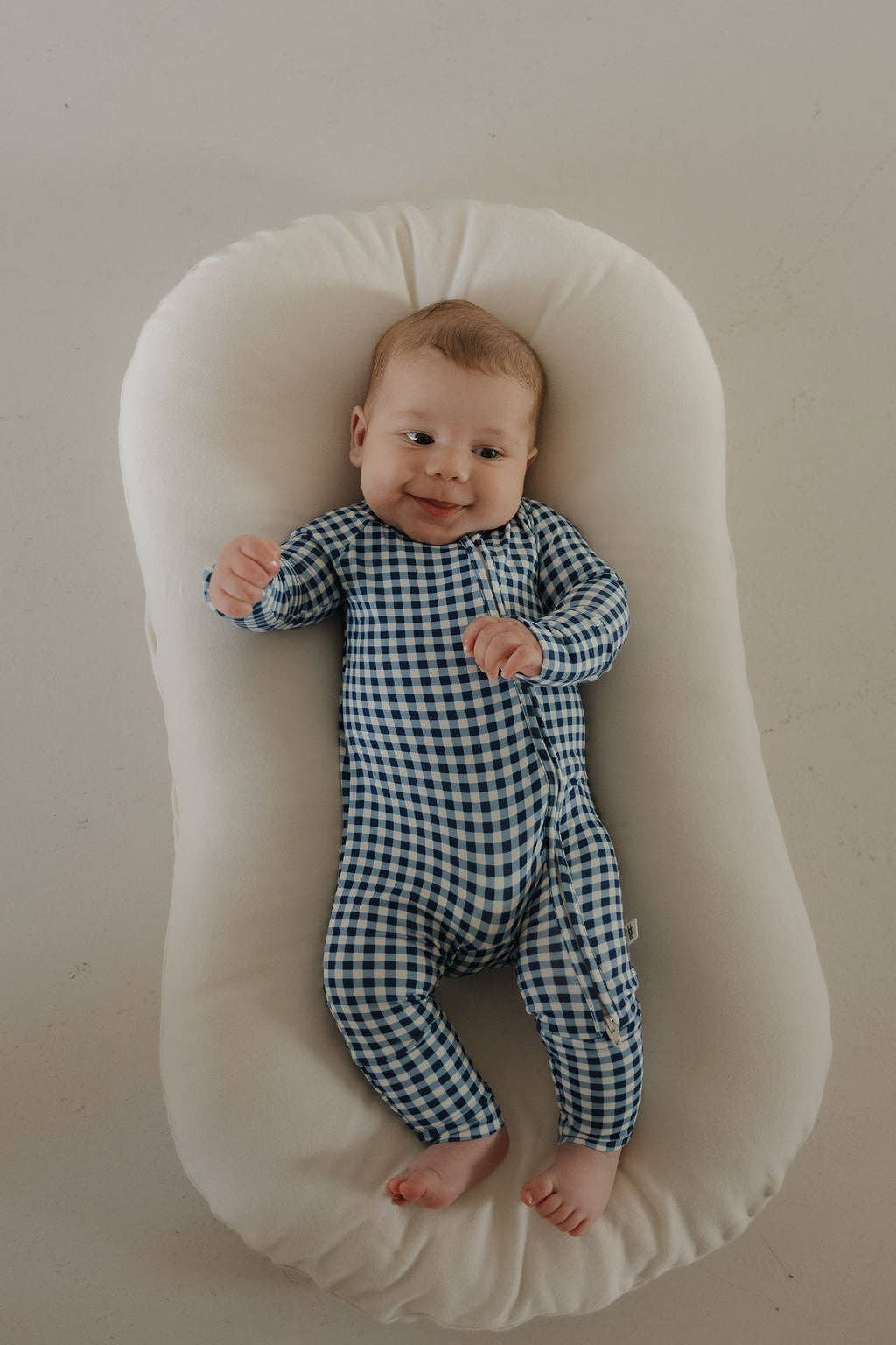 Bamboo Zip Pajamas | Blue Gingham