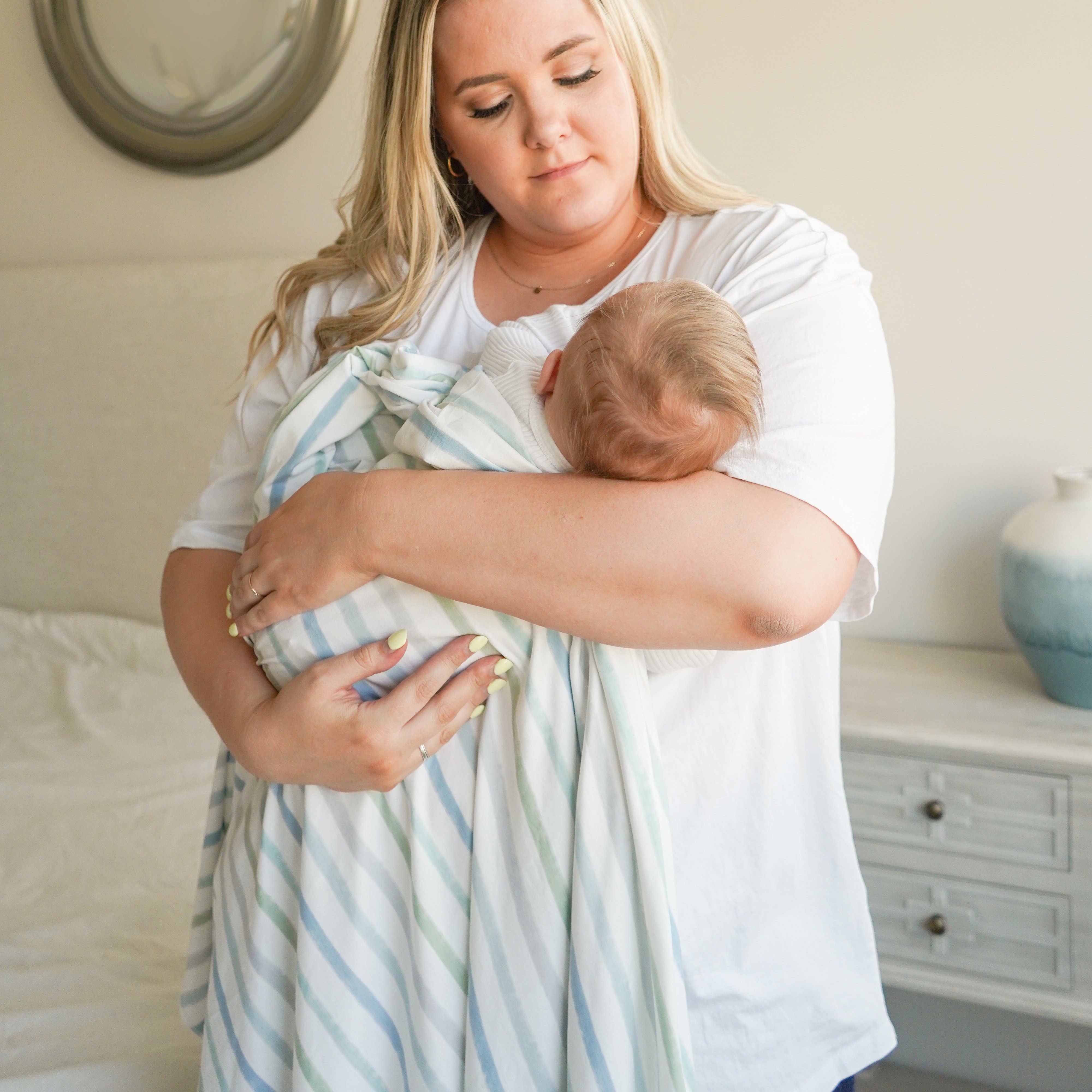 Extra Soft Stretchy Knit Swaddle Blanket: Dapper Stripes