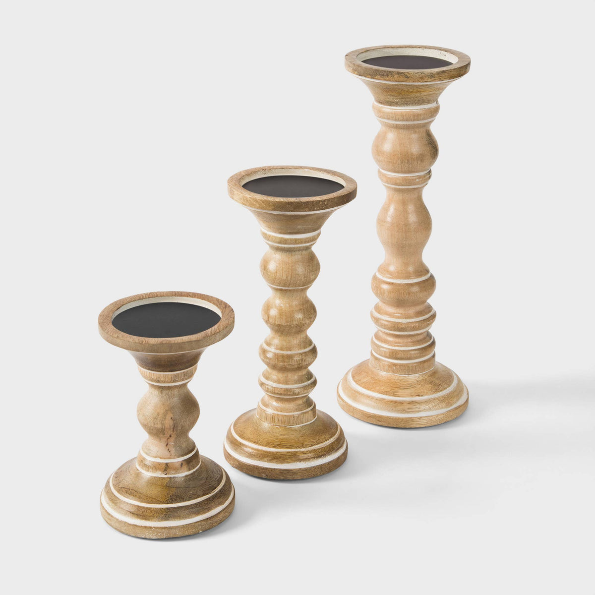 Willow in Whitewash Candle Holder Set of 3