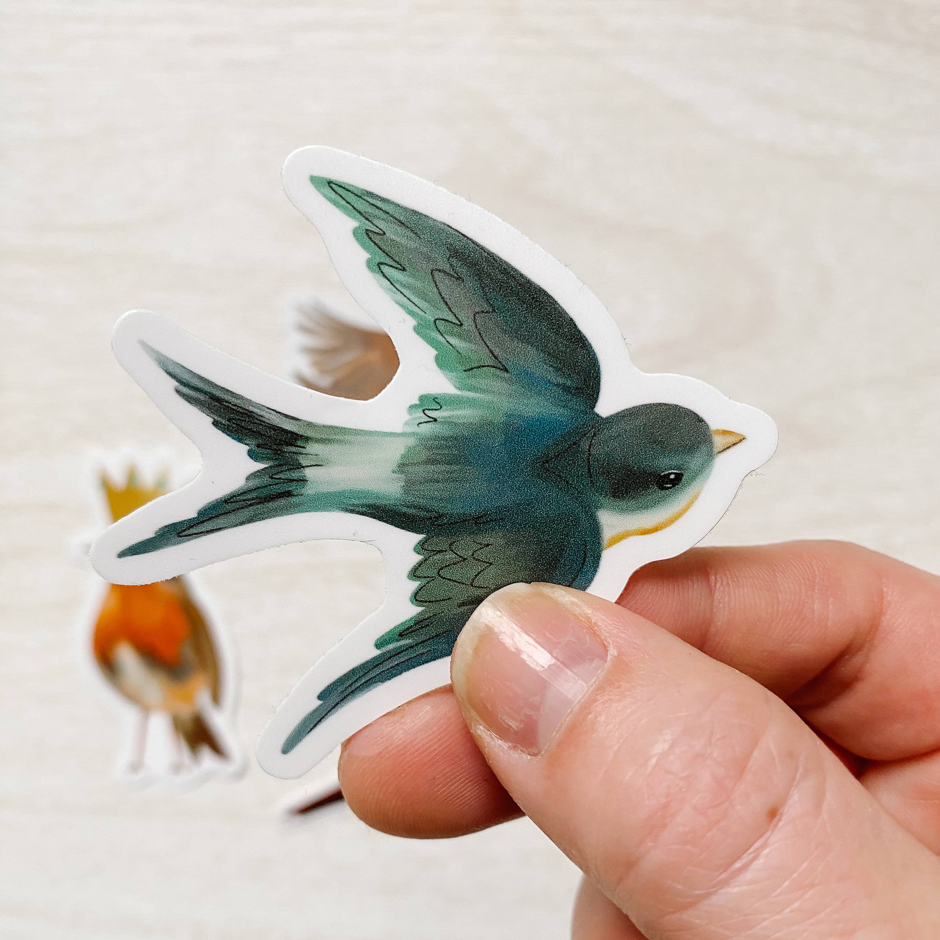 Teal Green Swallow Bird Vinyl Die-Cut Sticker