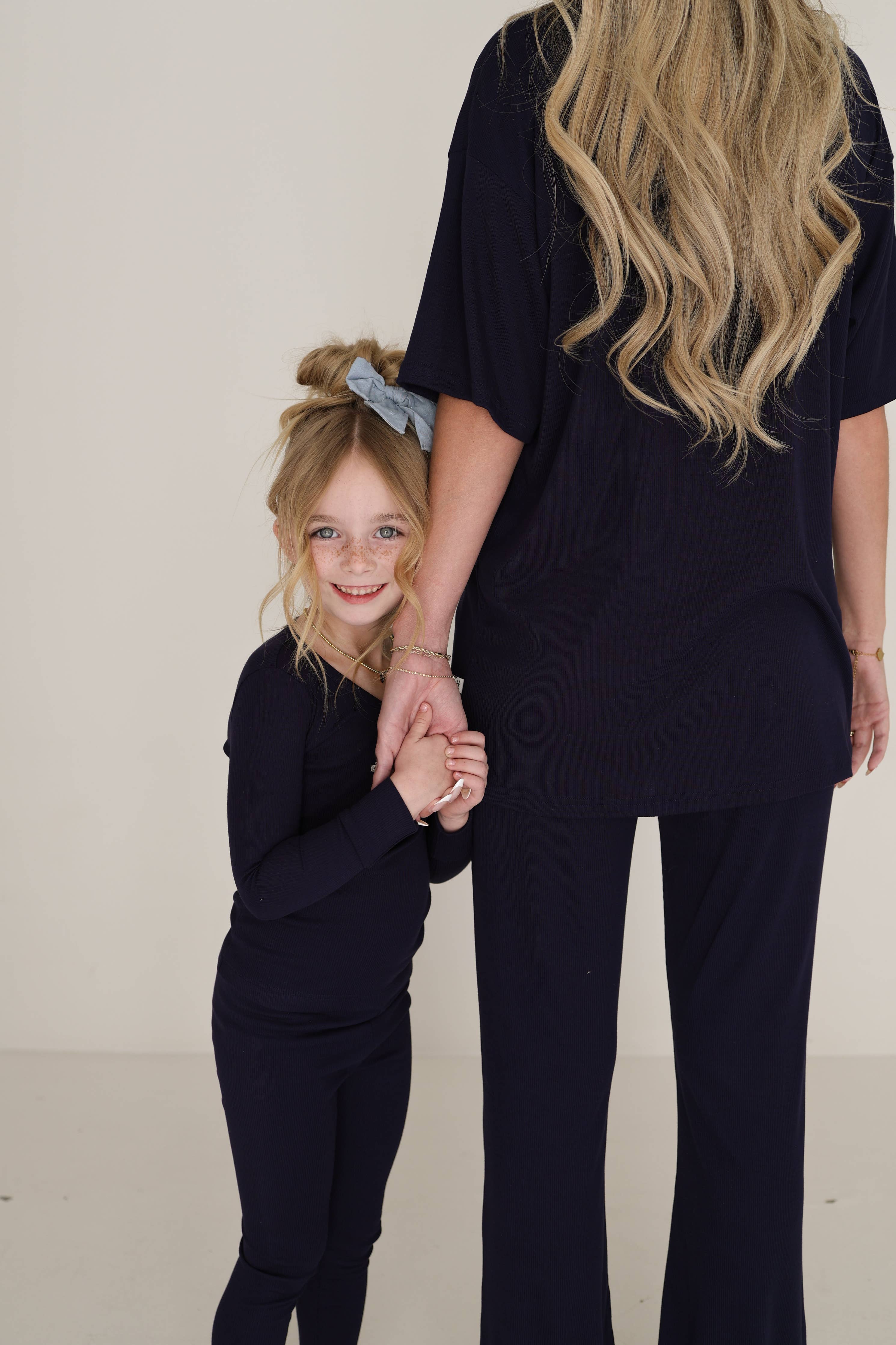 Bamboo Two Piece Pajamas | Blueberry Ribbed