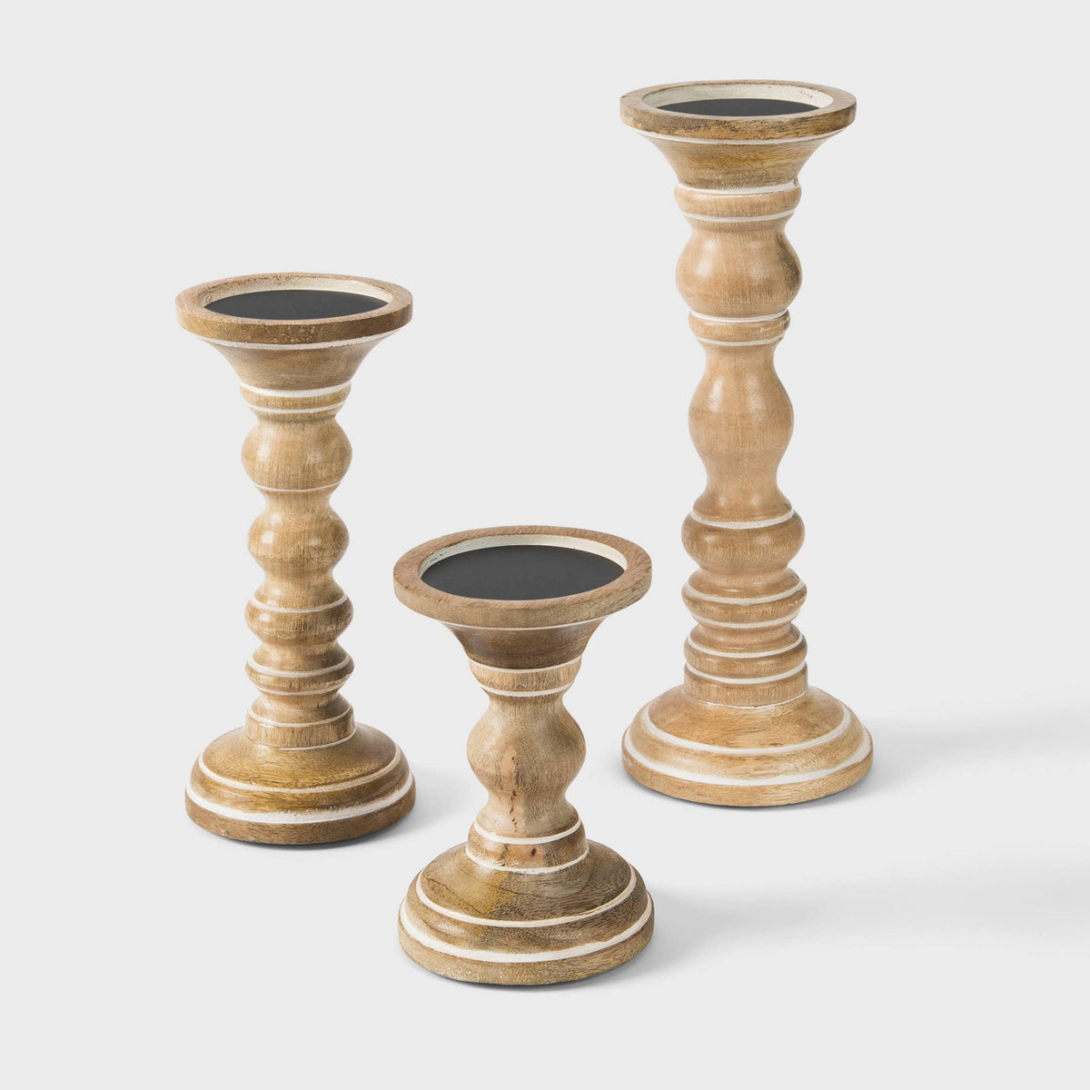 Willow in Whitewash Candle Holder Set of 3