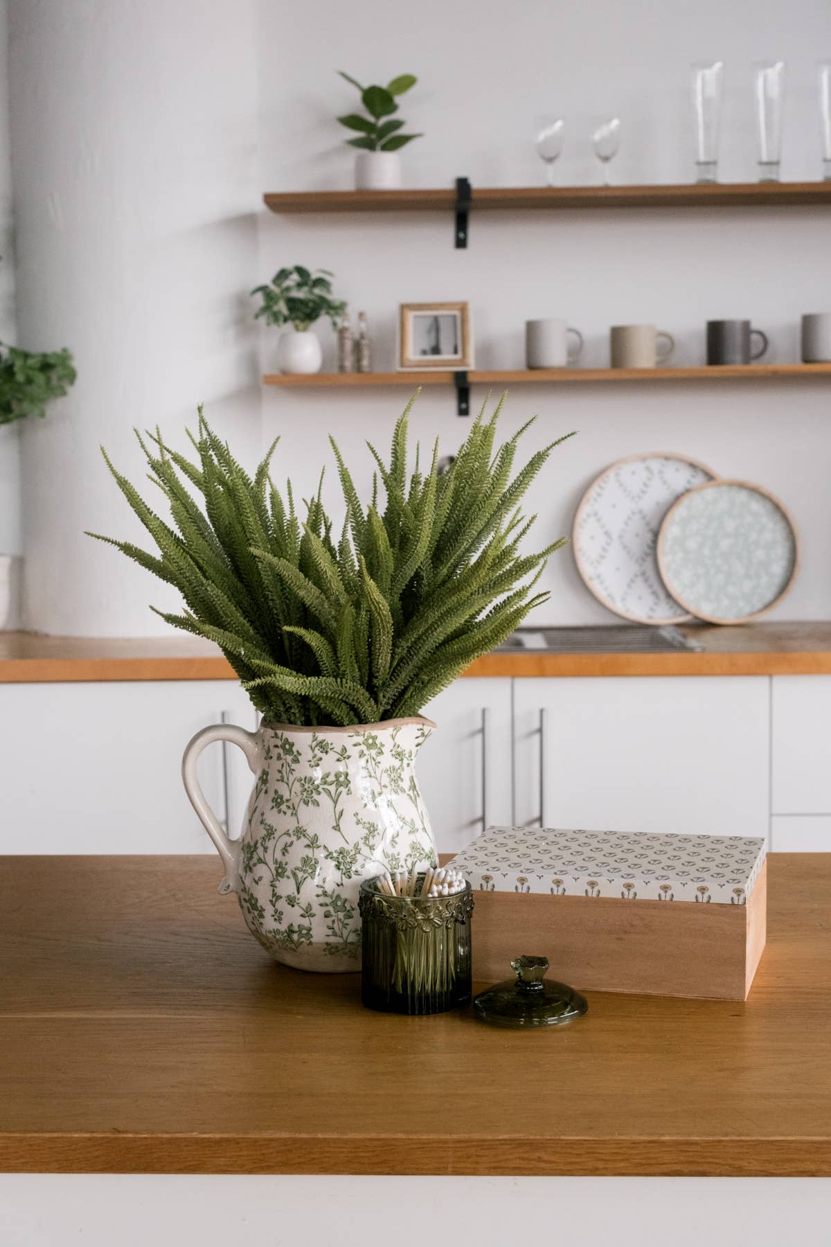 Cottage Bloom Green Floral Pitcher