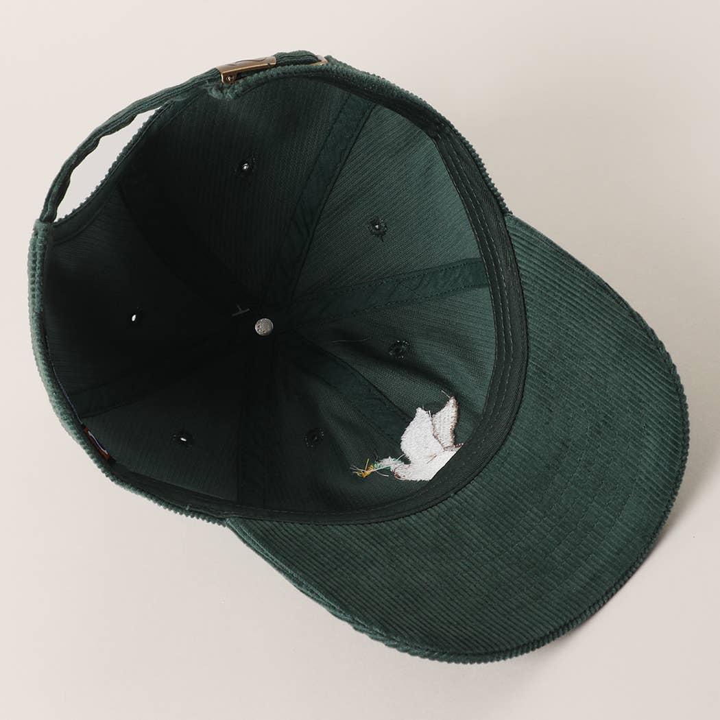 Flying Mallard Embroidered Corduroy Baseball Hat