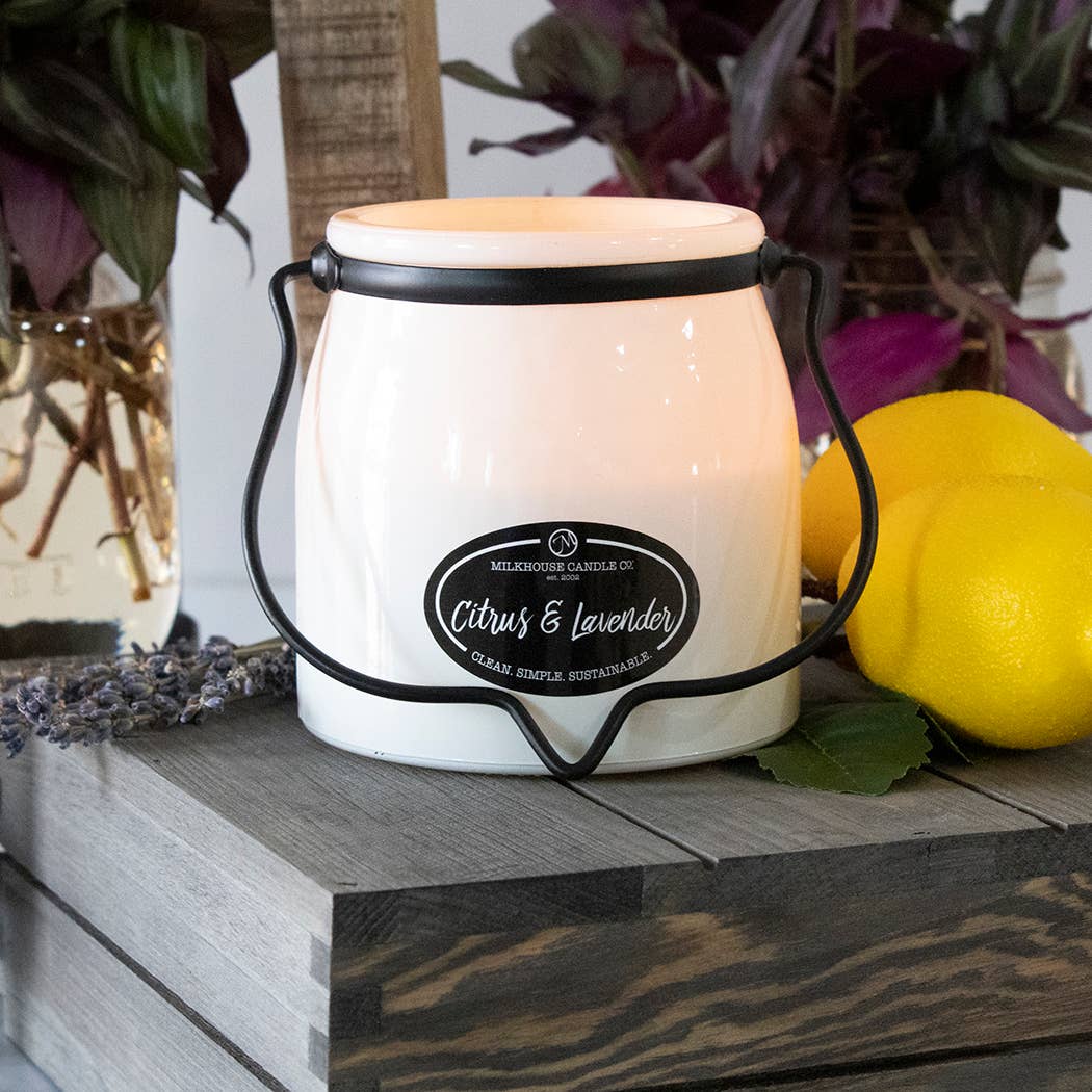 16 oz Butter Jar Soy Candle: Citrus & Lavender by Milkhouse