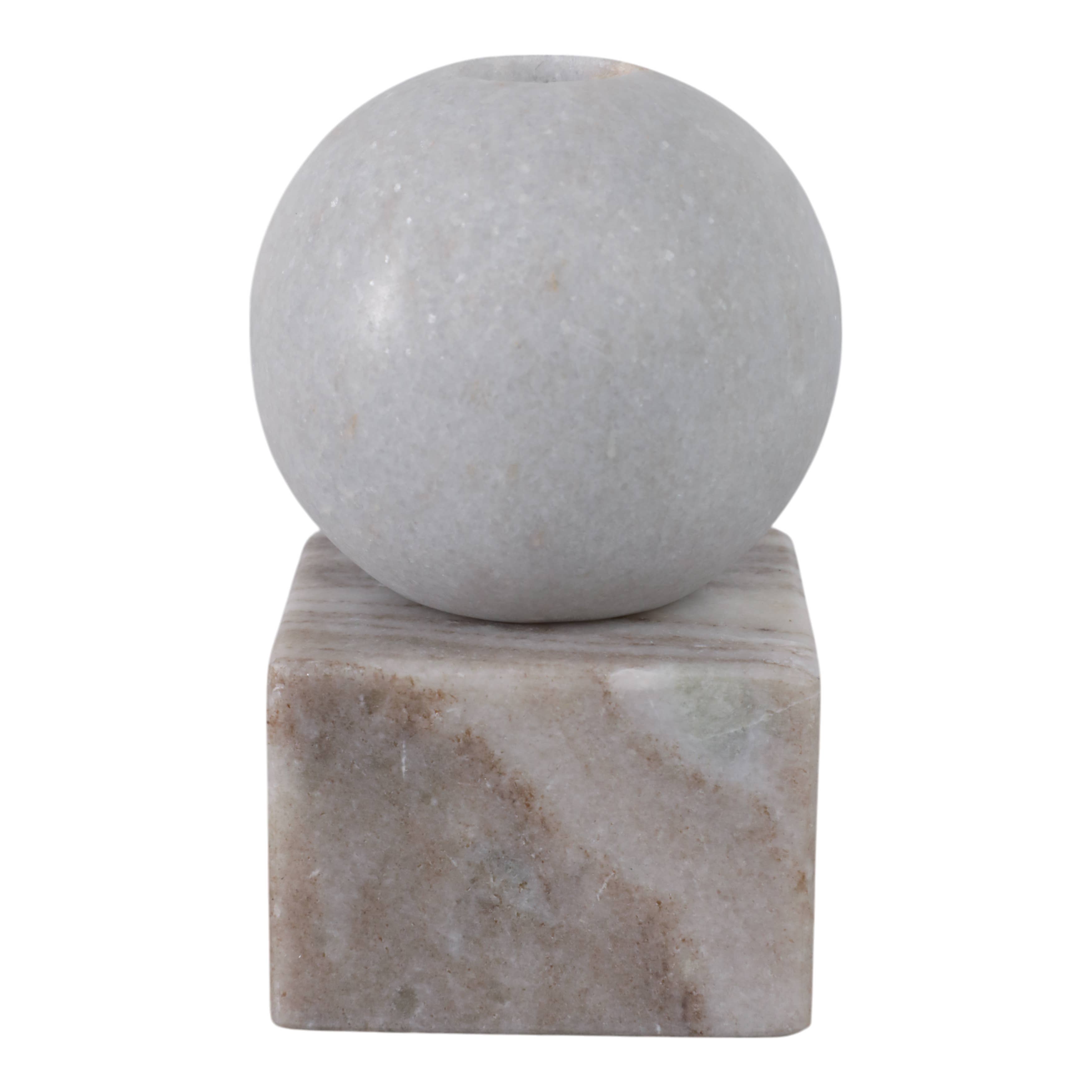 Taper Holder - Multicolor Marble Ball on Cube, 5 in.