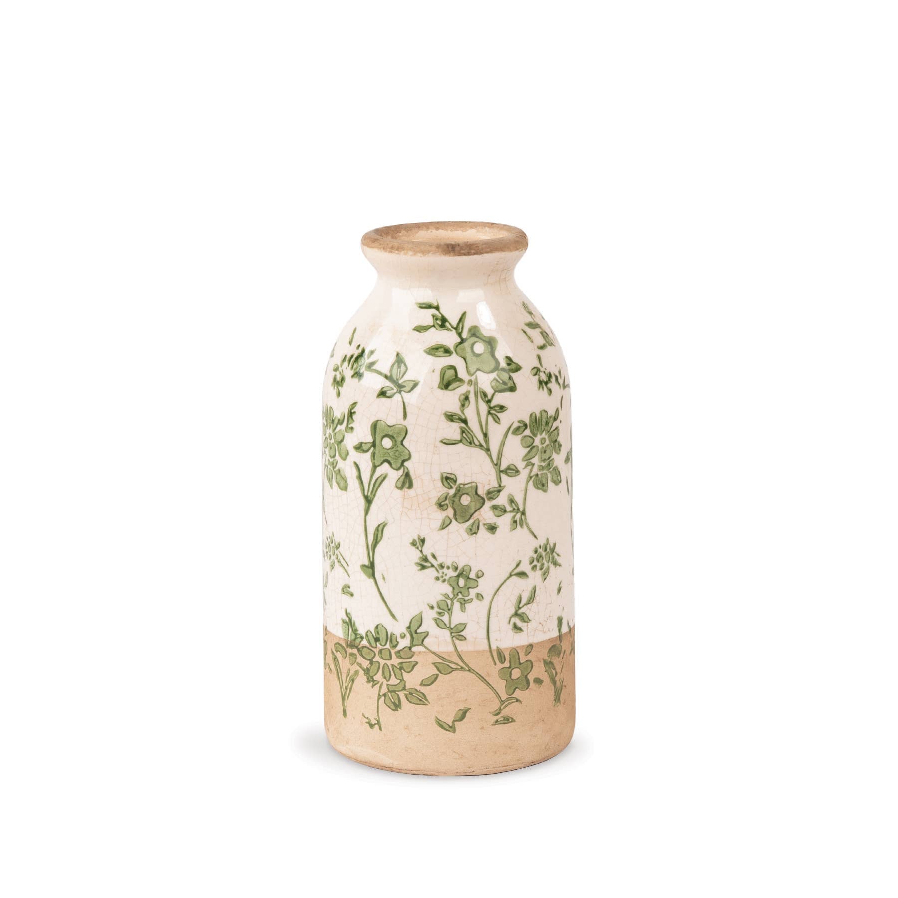 Cottage Bloom Short Green Floral Bud Vase