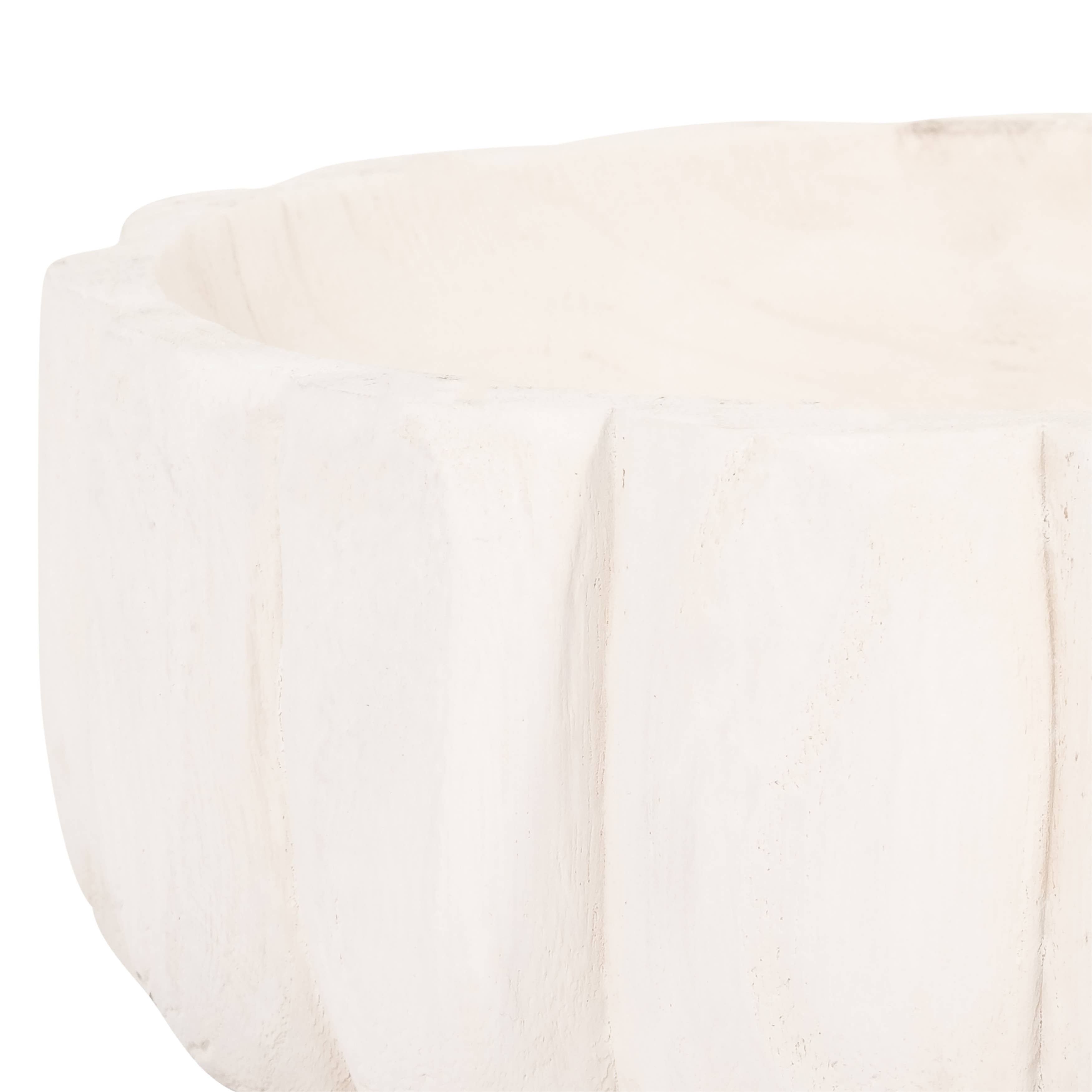 White Paulownia Wood Scalloped Bowl