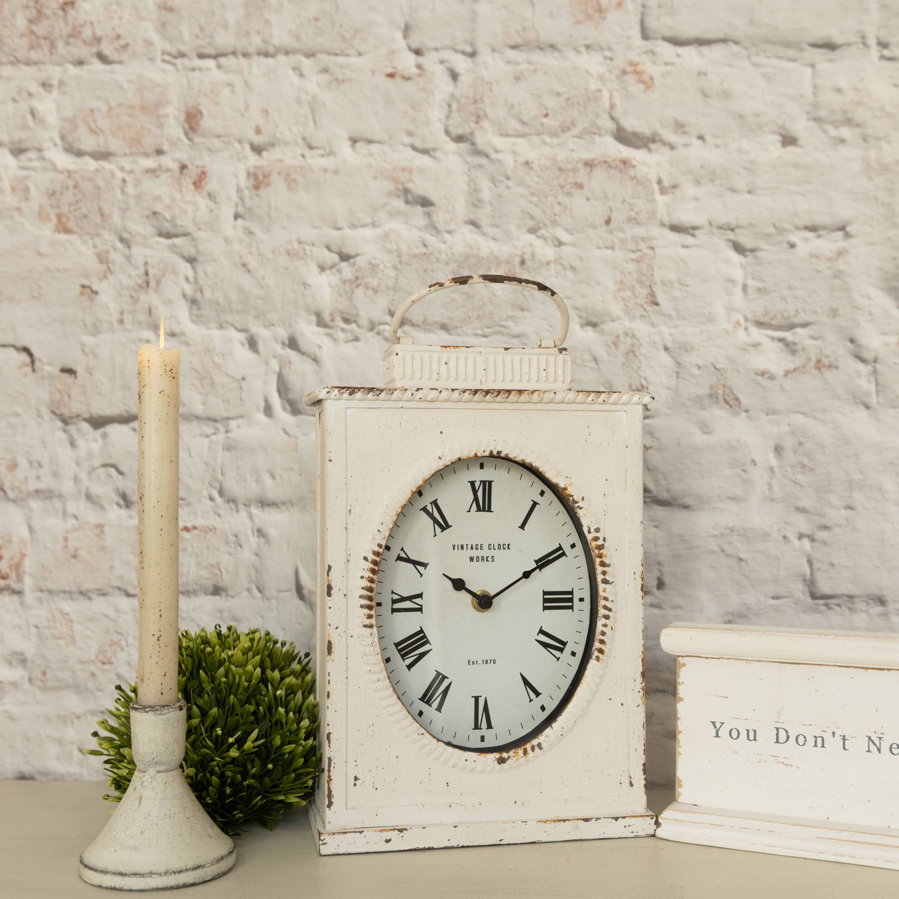 12" WHITE LANTERN CLOCK