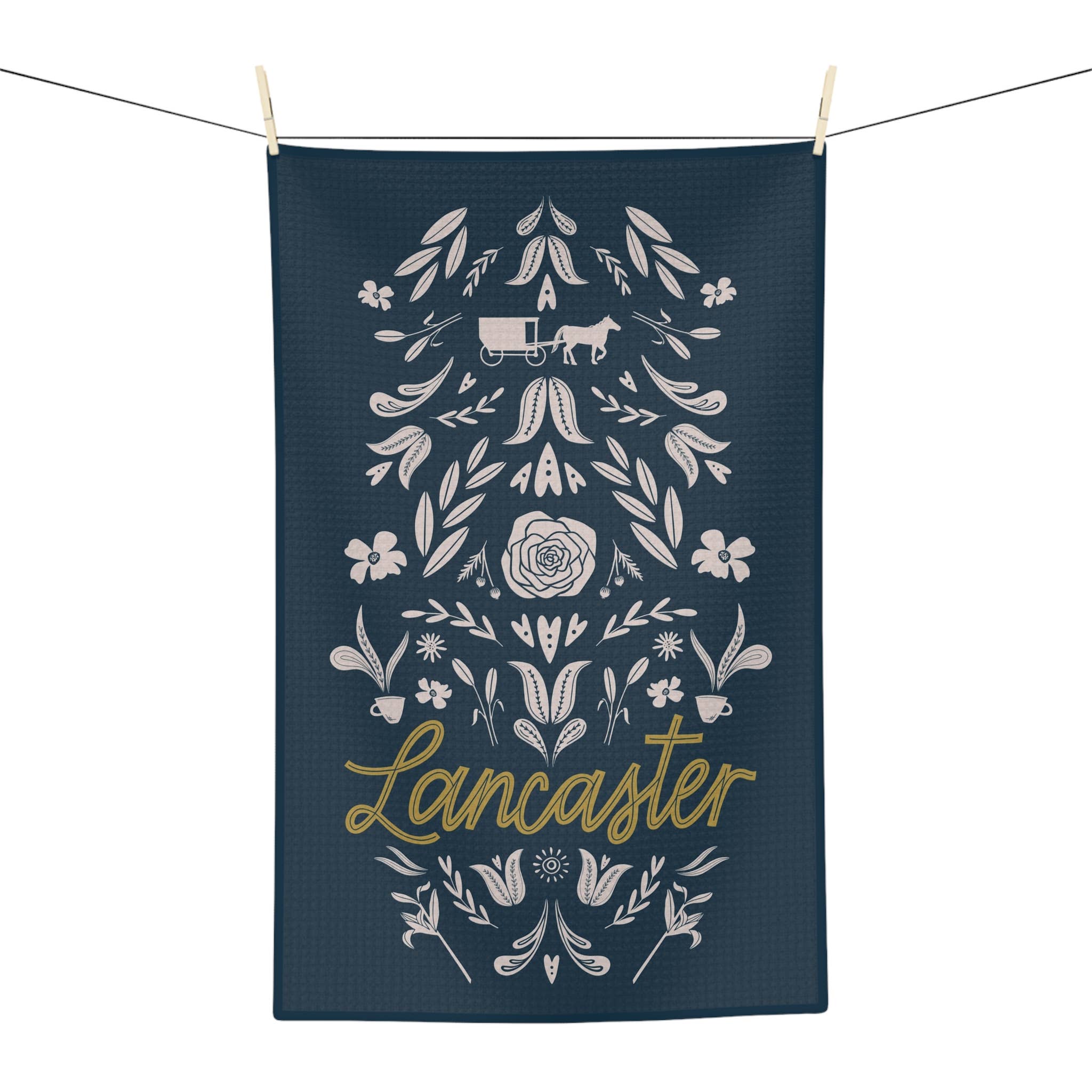 Lancaster Love Waffle Weave Kitchen Tea Towel