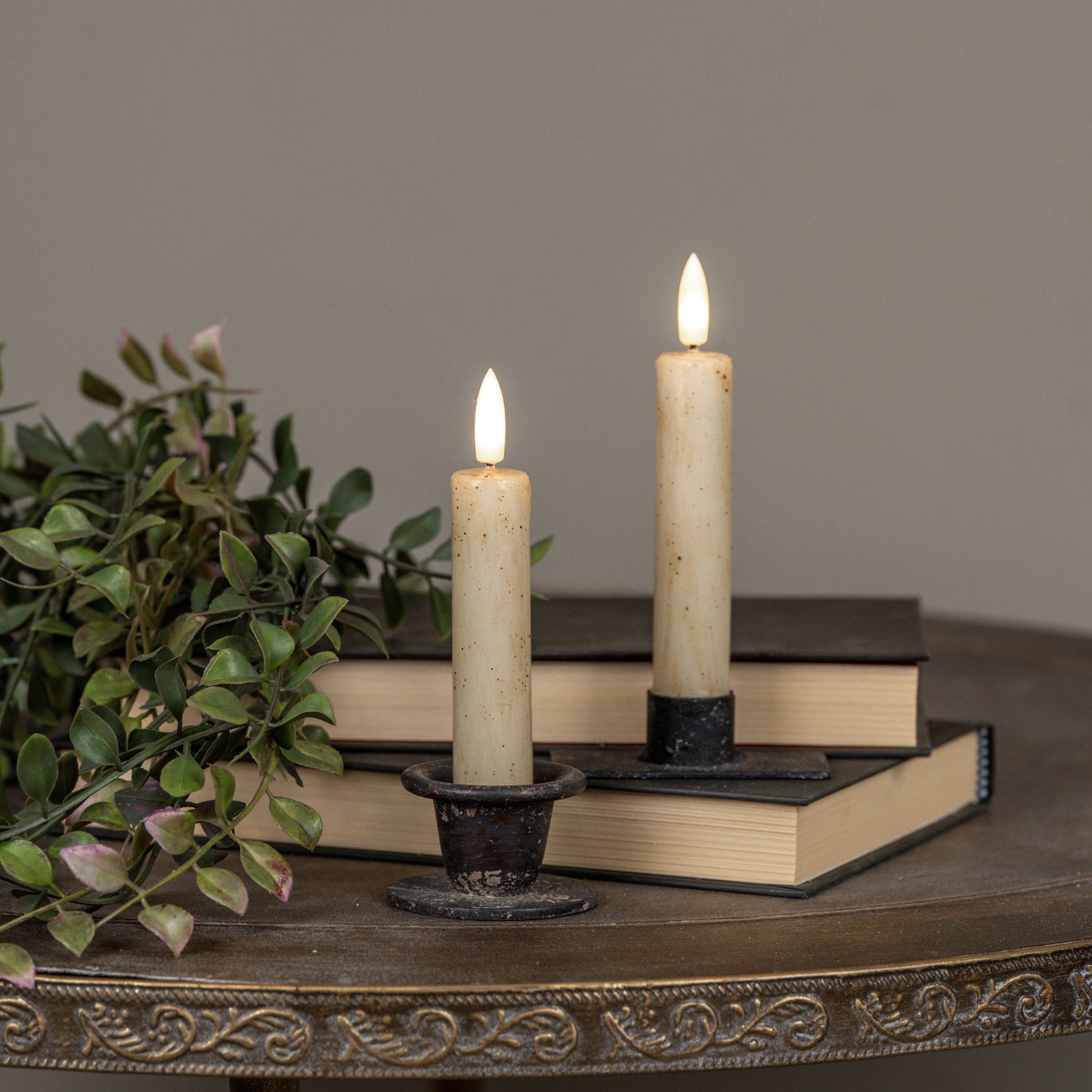 SET/ 2 - 5.75" 3D FLAME CREAM TAPER CANDLE