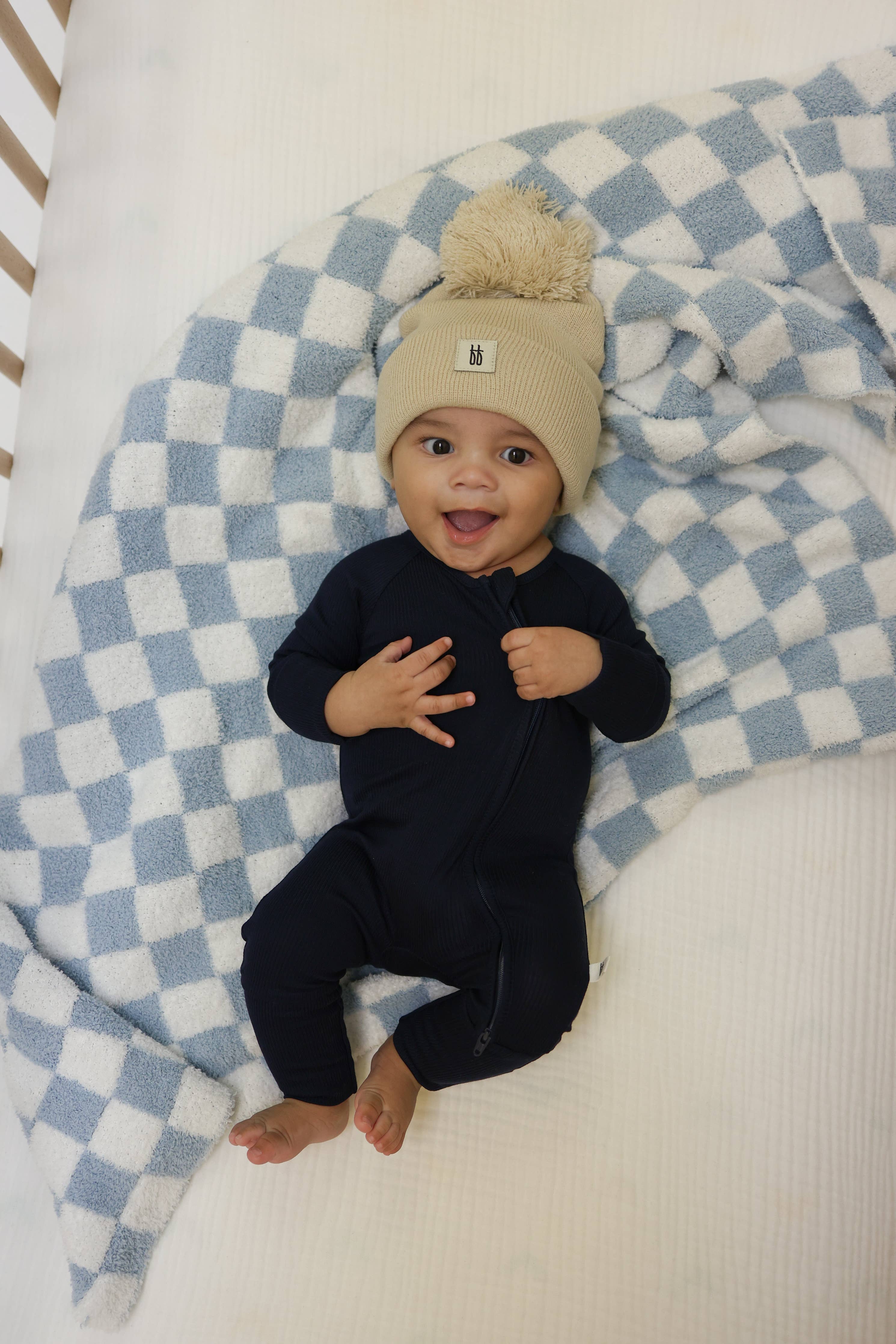 Bamboo Zip Pajamas | Blueberry Ribbed