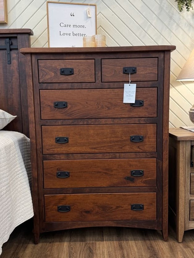 Rustic Cherry - Barn Floor Top 6 Drawer Chest