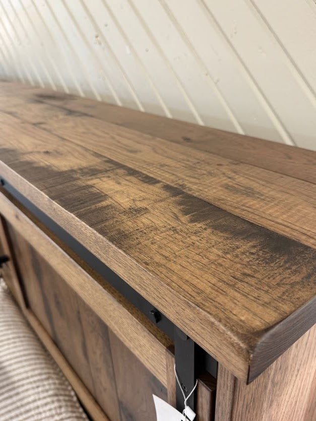 Rustic Hickory - Barn Door Bookcase Bed