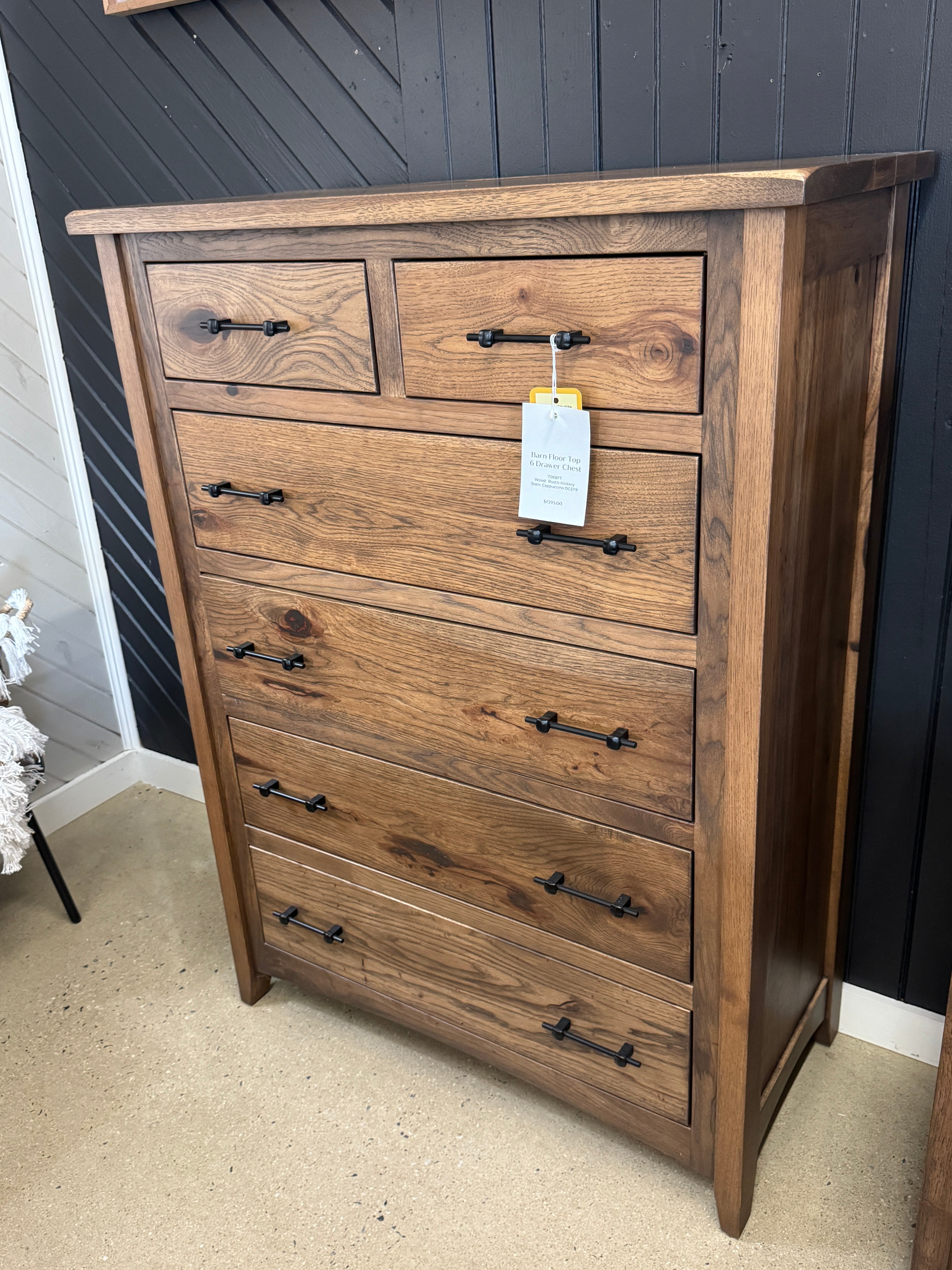 Rustic Hickory - Barn Floor Top 6 Drawer Chest