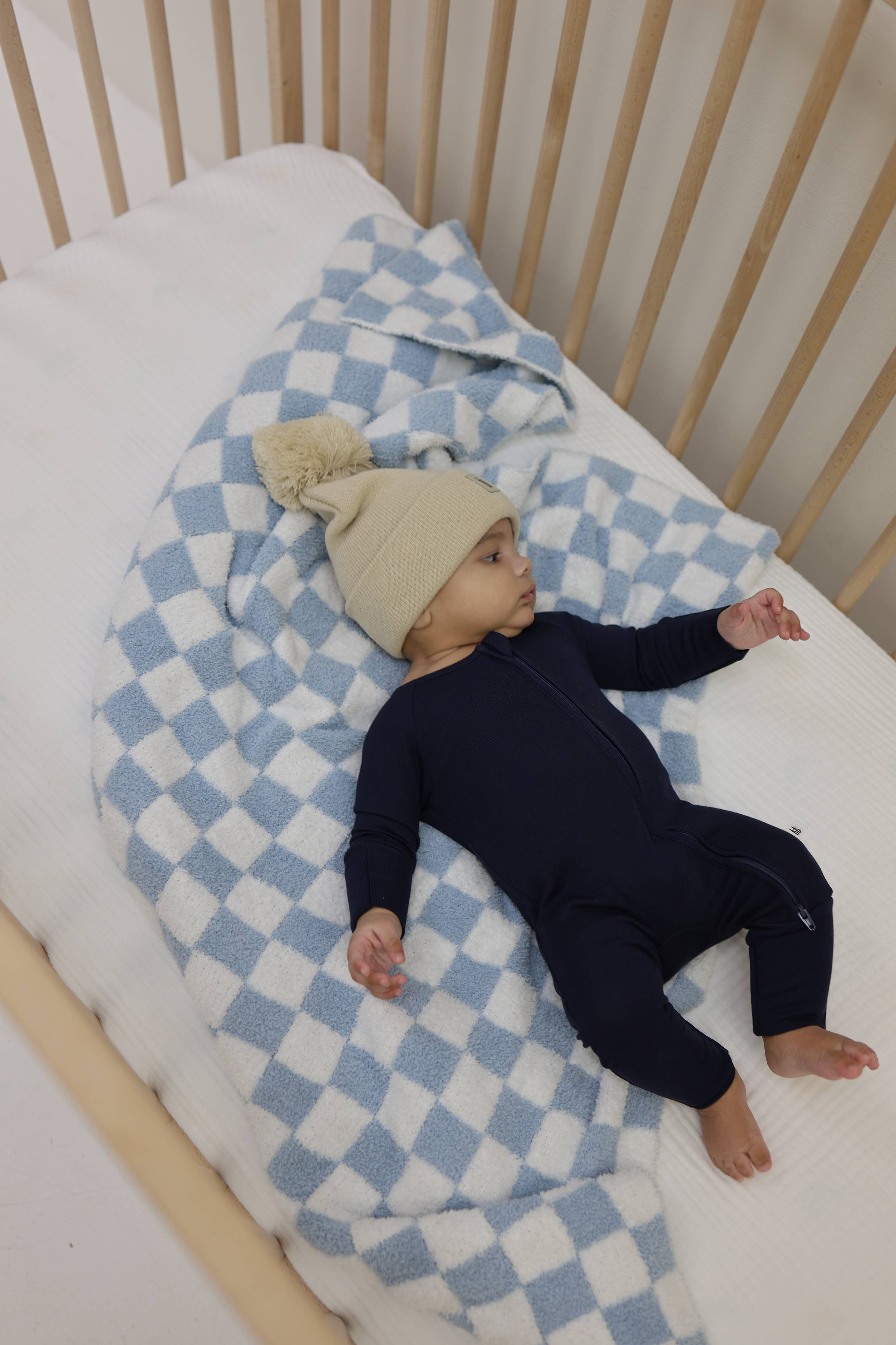 Bamboo Zip Pajamas | Blueberry Ribbed