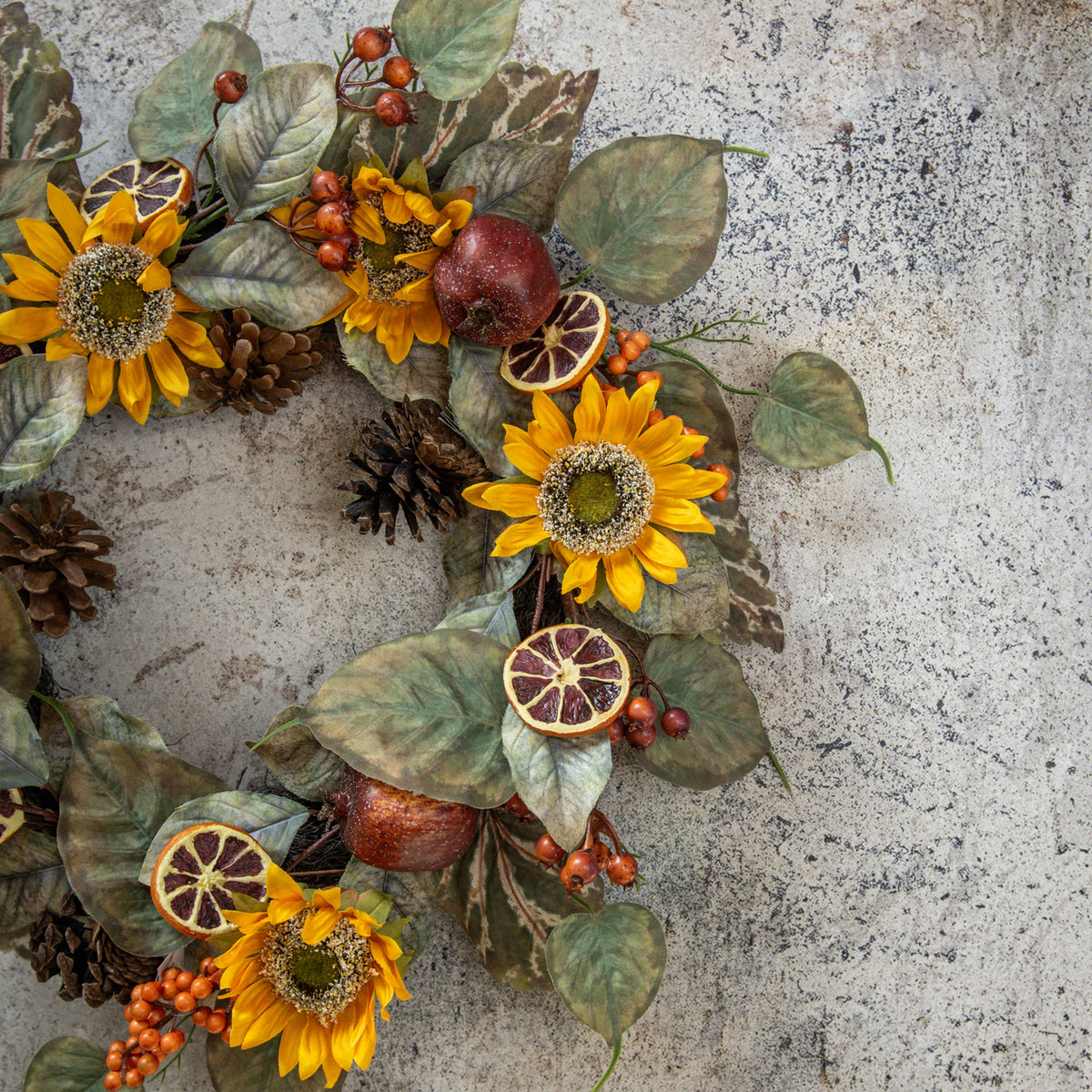22" ORANGE SLICE & SUNFLOWER WREATH