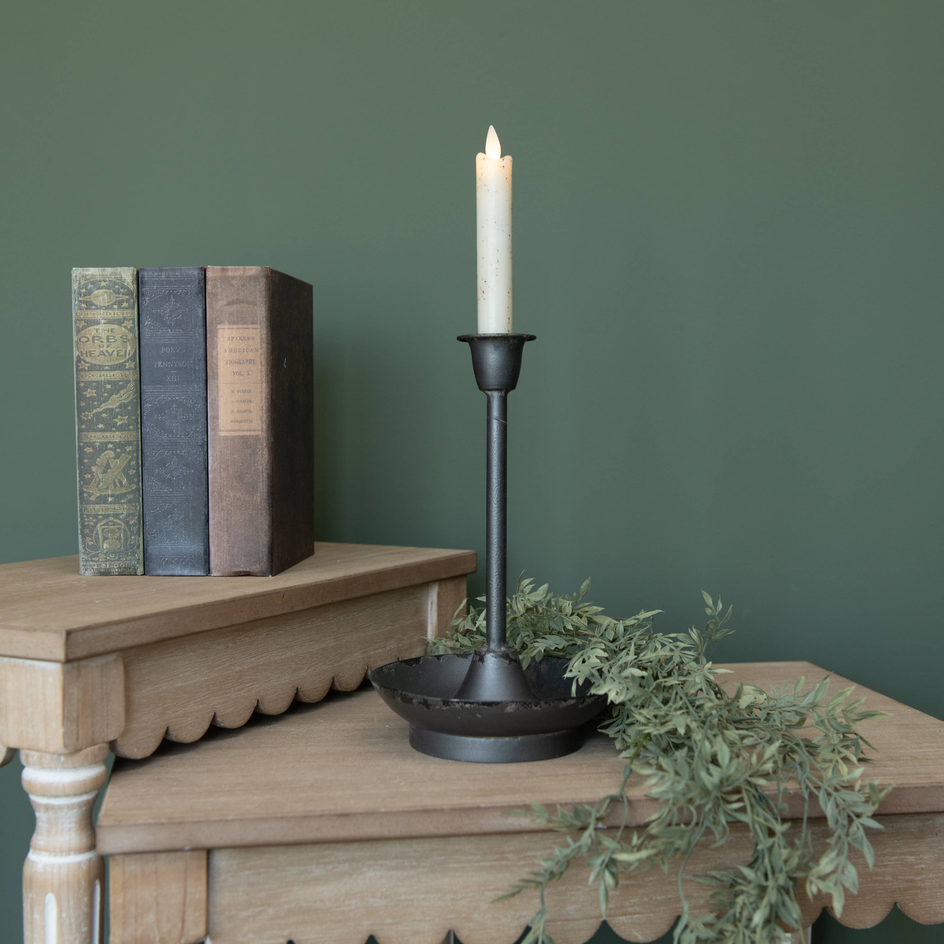 10.25" TRADITIONAL BLACK TAPER CANDLESTICK