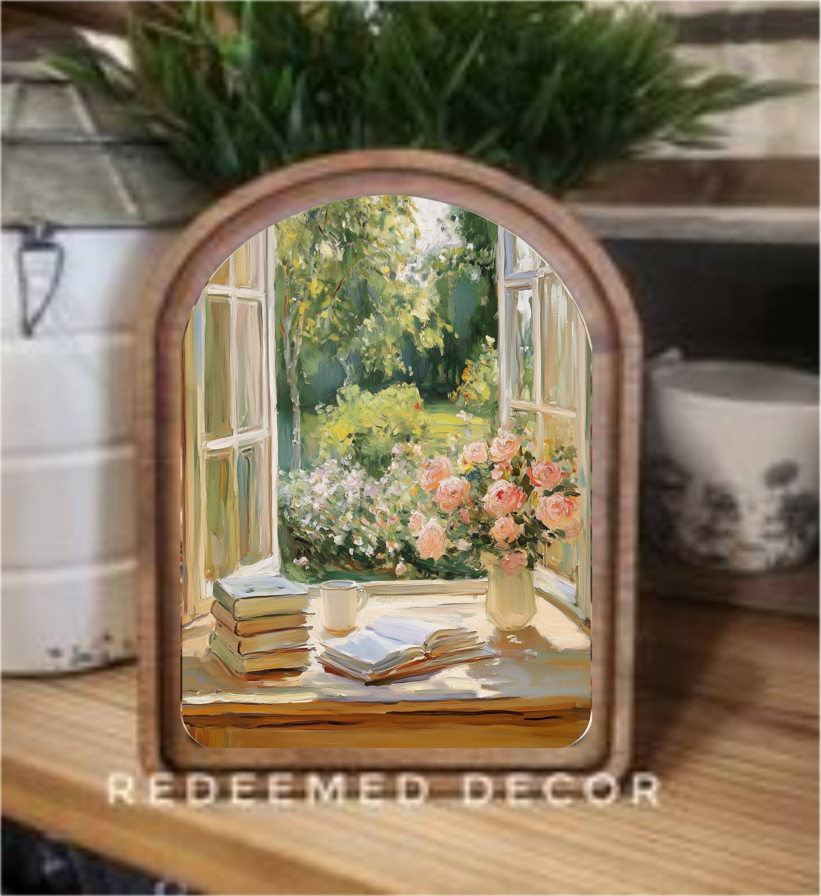 Arch Top Spring Window Framed Art