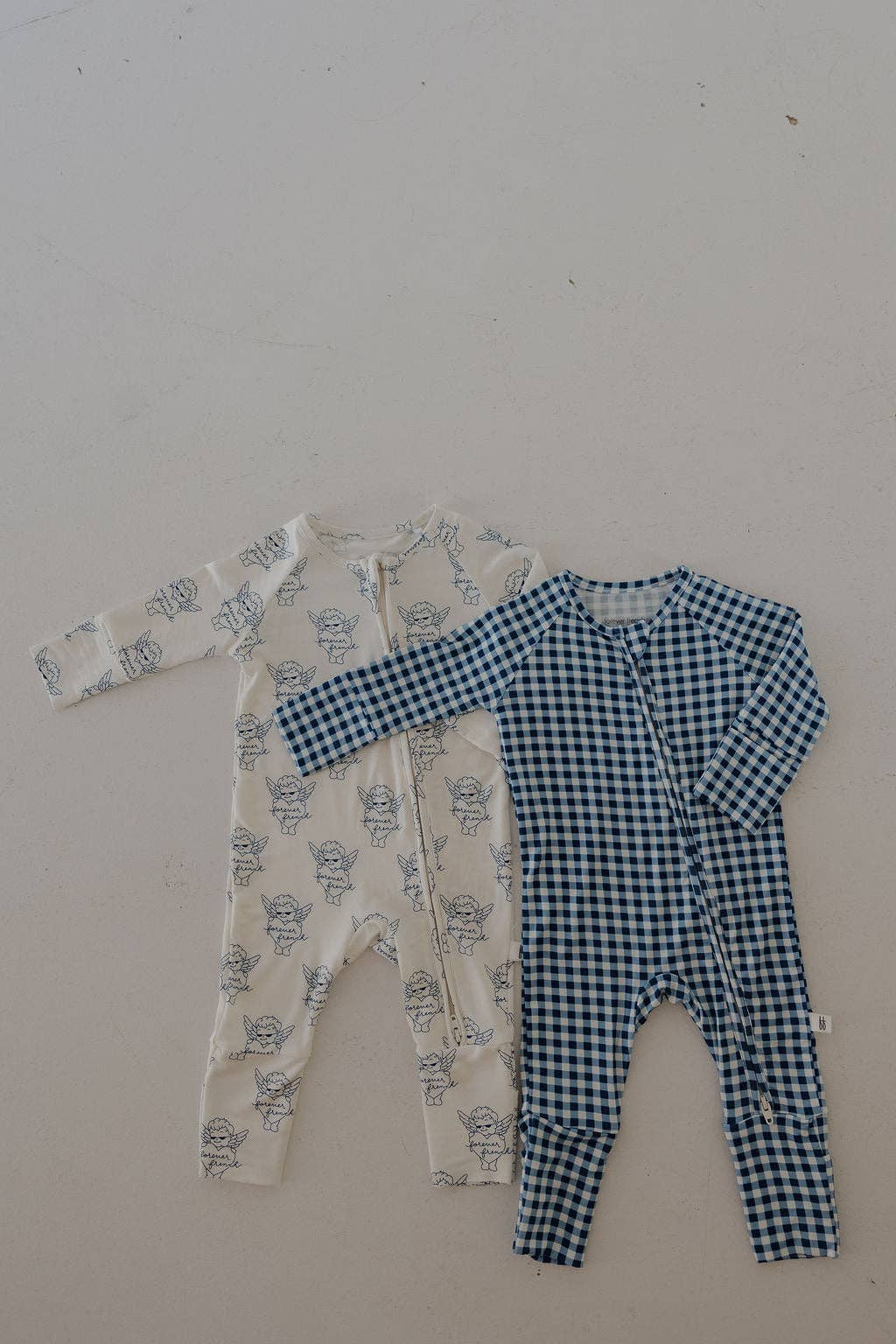 Bamboo Zip Pajamas | Blue Gingham