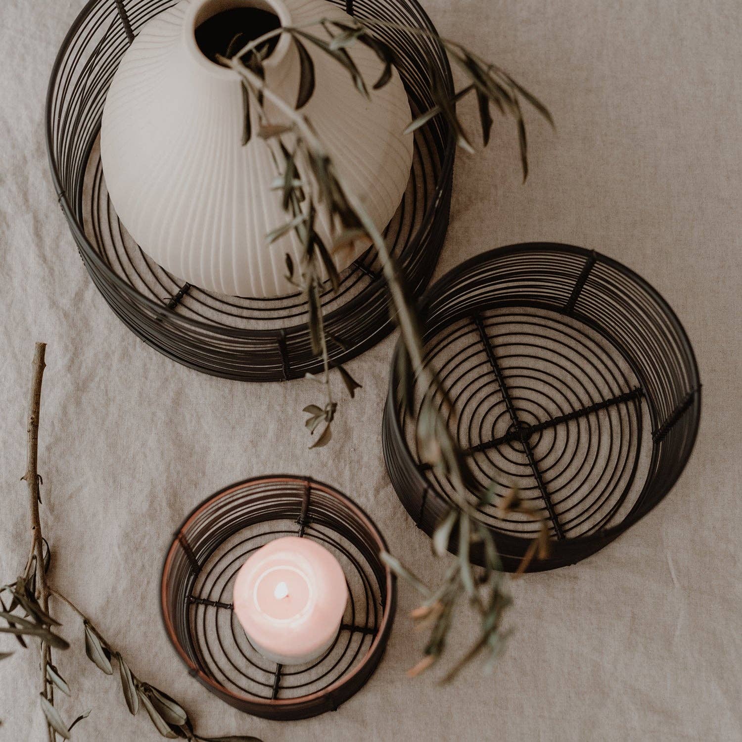 Set of 3 Wire Basket round