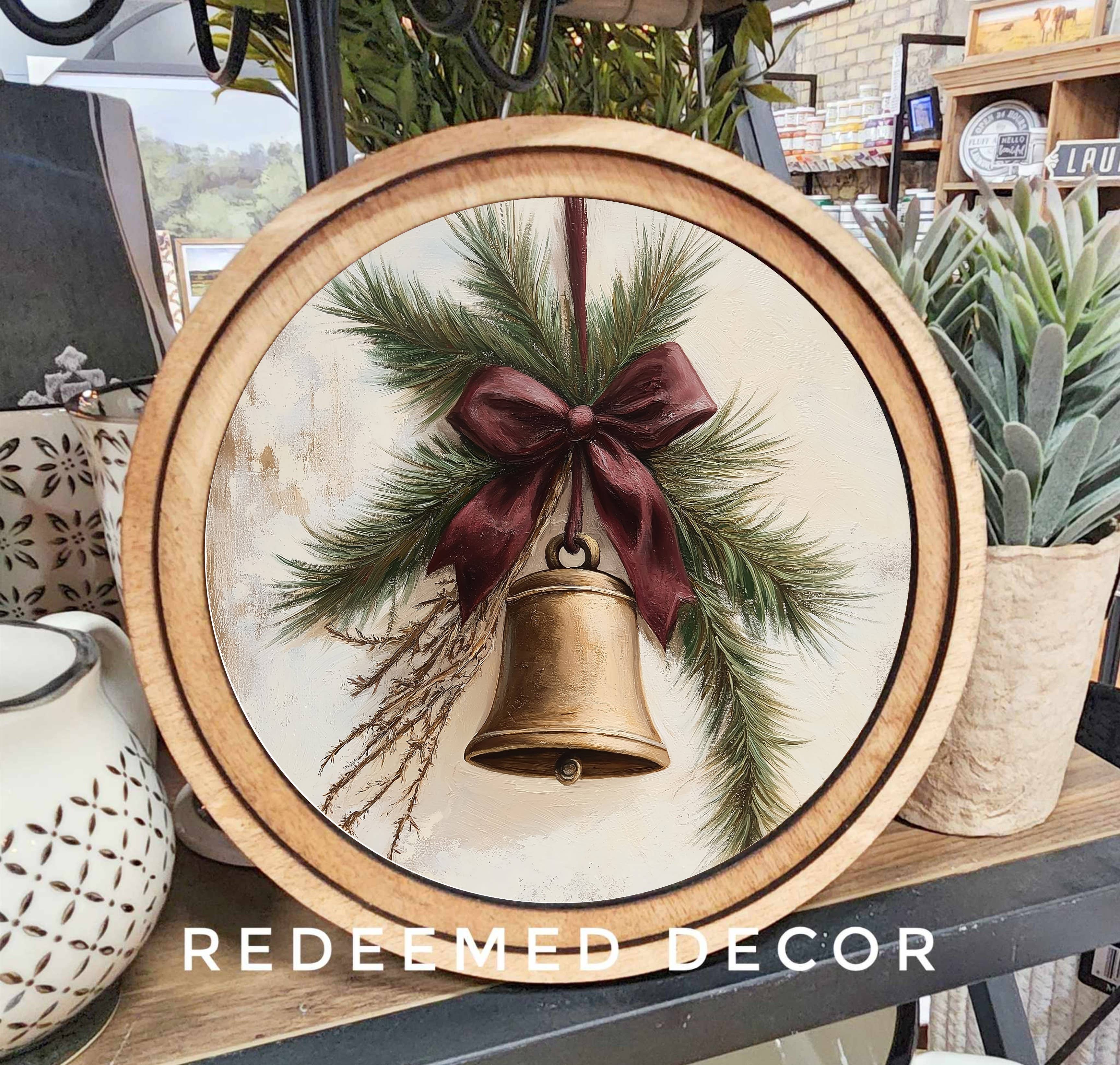 8" Round Christmas Bell Art