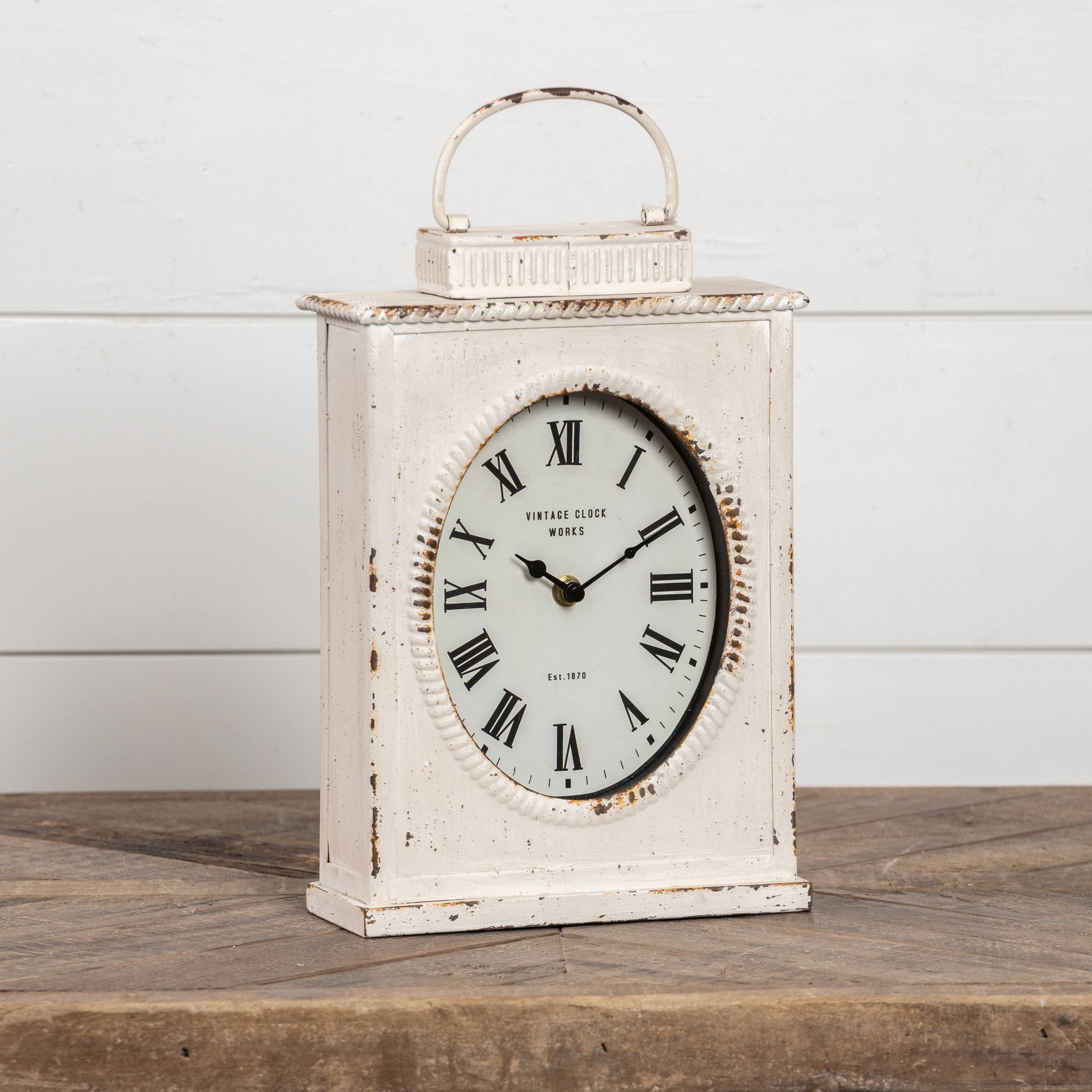 12" WHITE LANTERN CLOCK