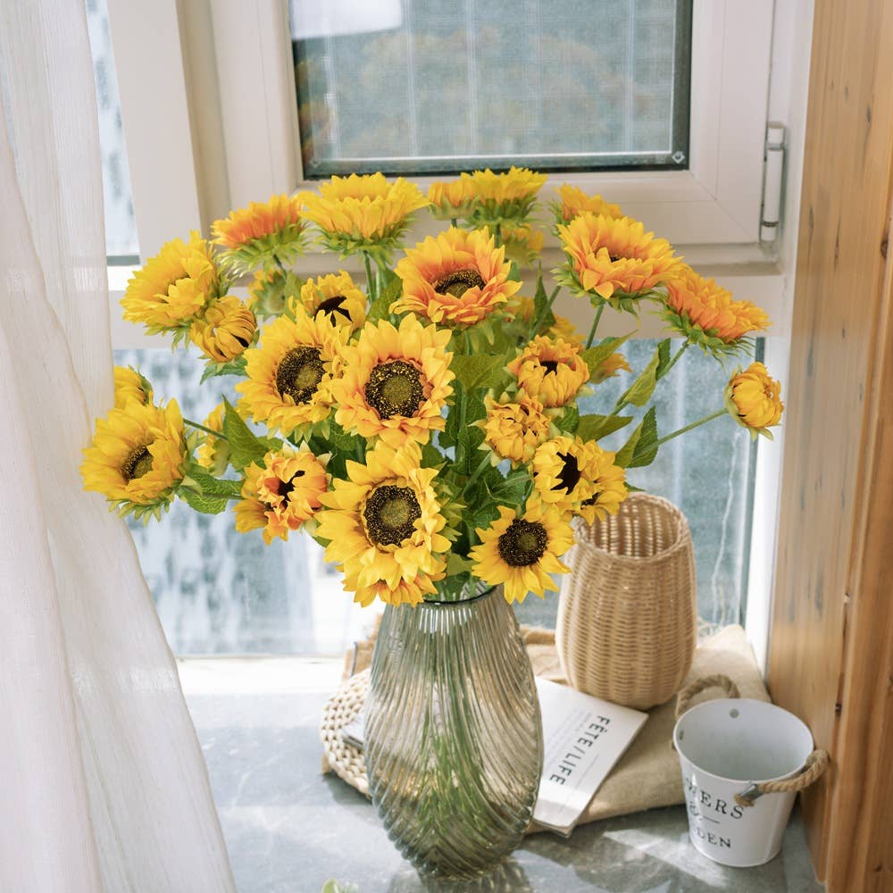 26" Tall Silk Sunflower Single Spray,