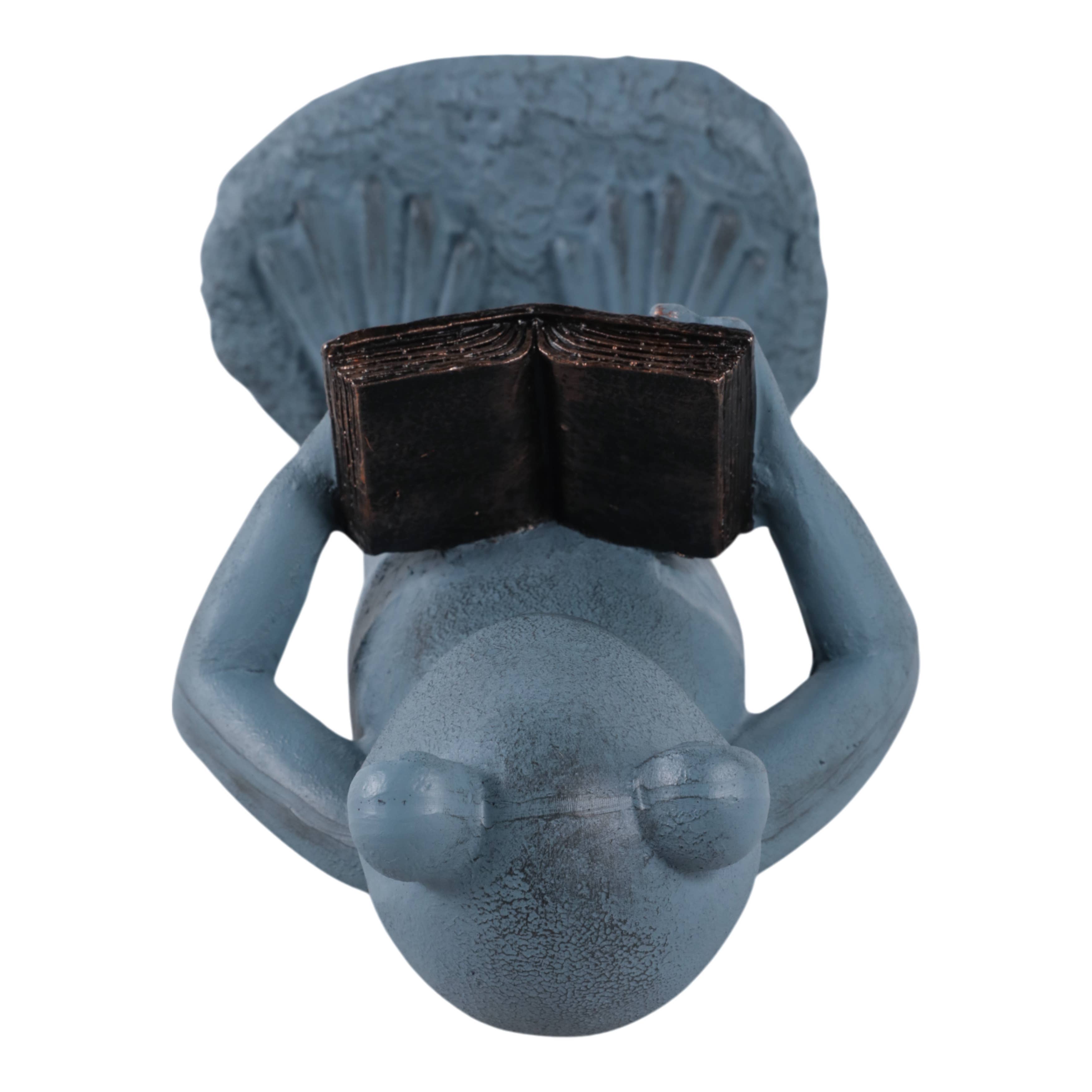 Resin Standing Frog Reading Book Figurine - Metallic, 18 in.