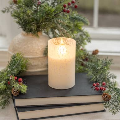5" SNOWY GLASS 3D FLAME CANDLE