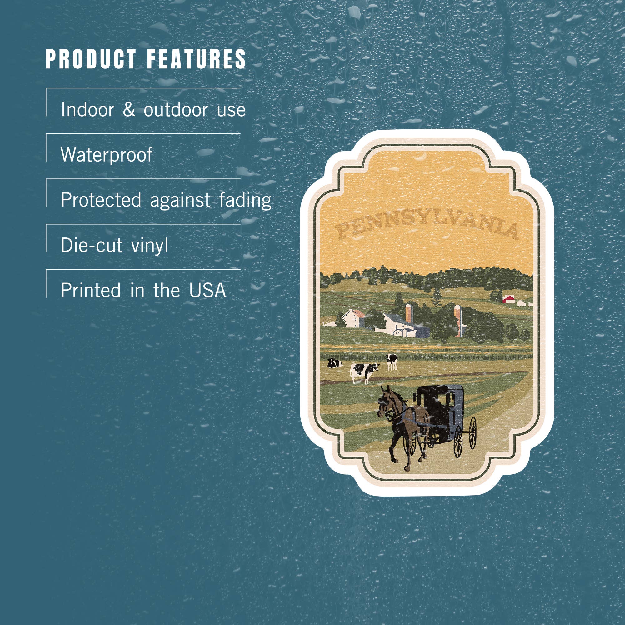 STICKER Pennsylvania, Amish Countryside, WPA