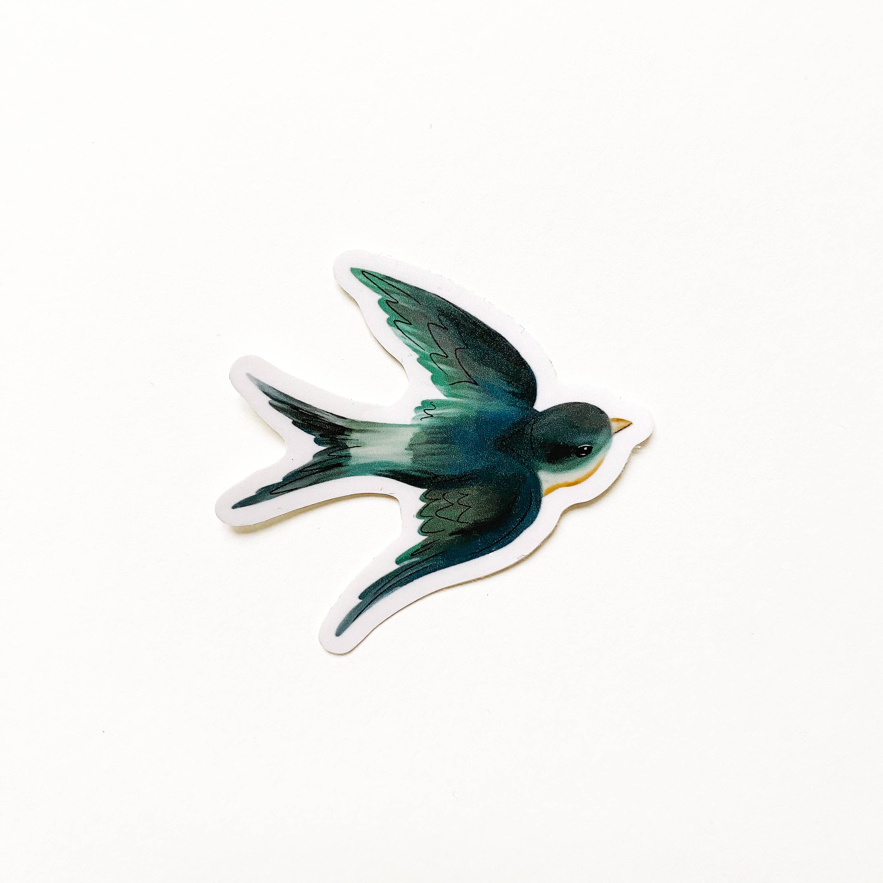 Teal Green Swallow Bird Vinyl Die-Cut Sticker