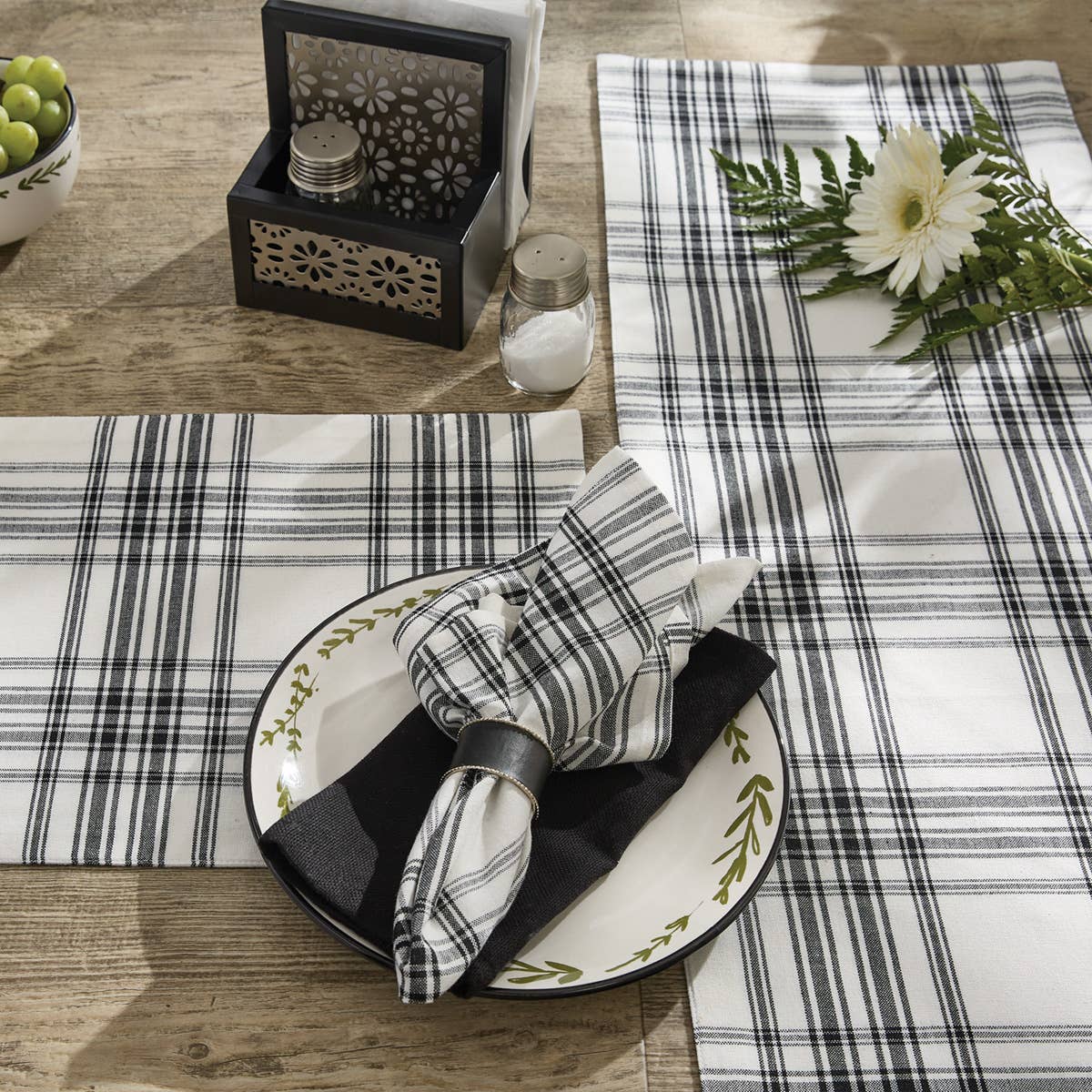 Onyx And Ivory Table Runner  36"L