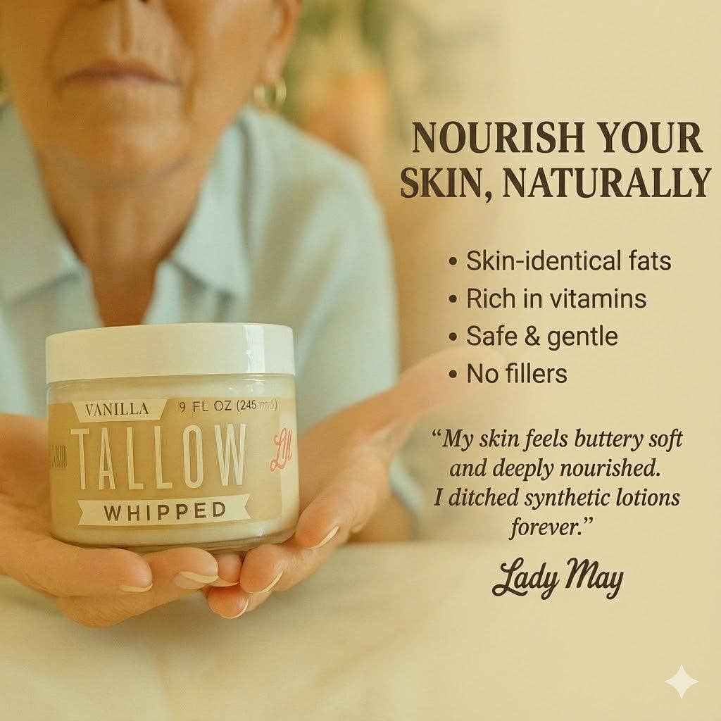 Vanilla Whipped Tallow Moisturizer | Premium Beef Tallow Skincare | Lady May Tallow
