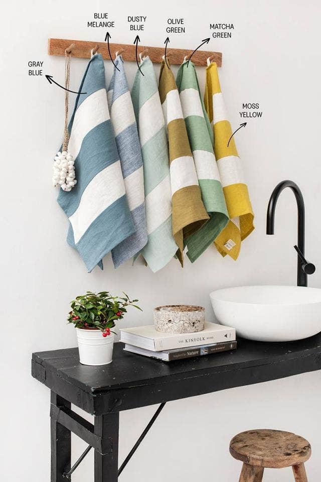 Striped Linen Tea Towel | Kitchen towel Zero-waste